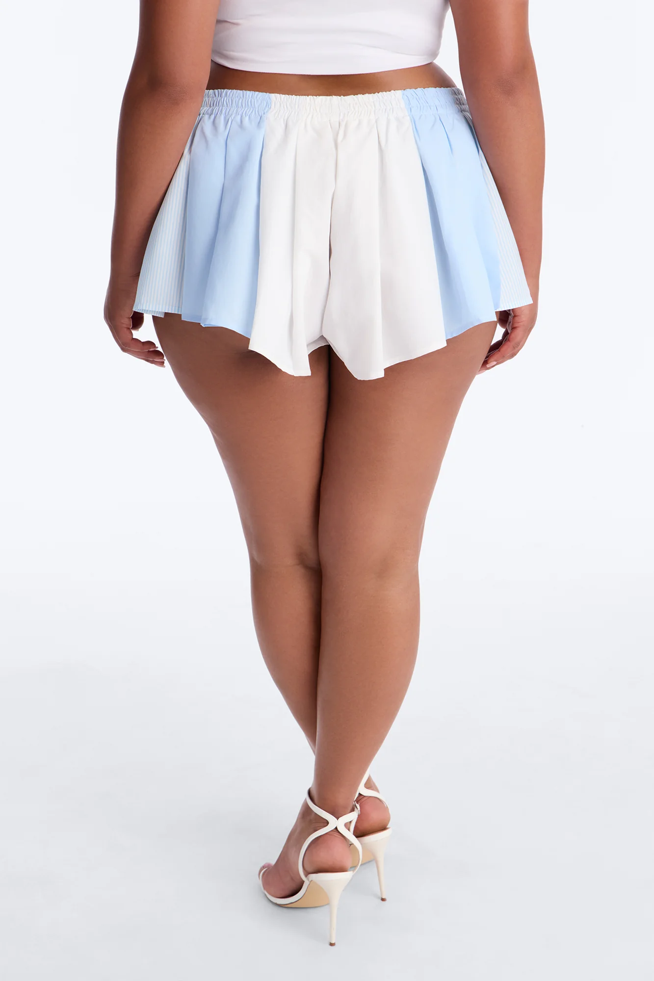 April Striped Pleated Boxer Short - Blue/combo - Image 7