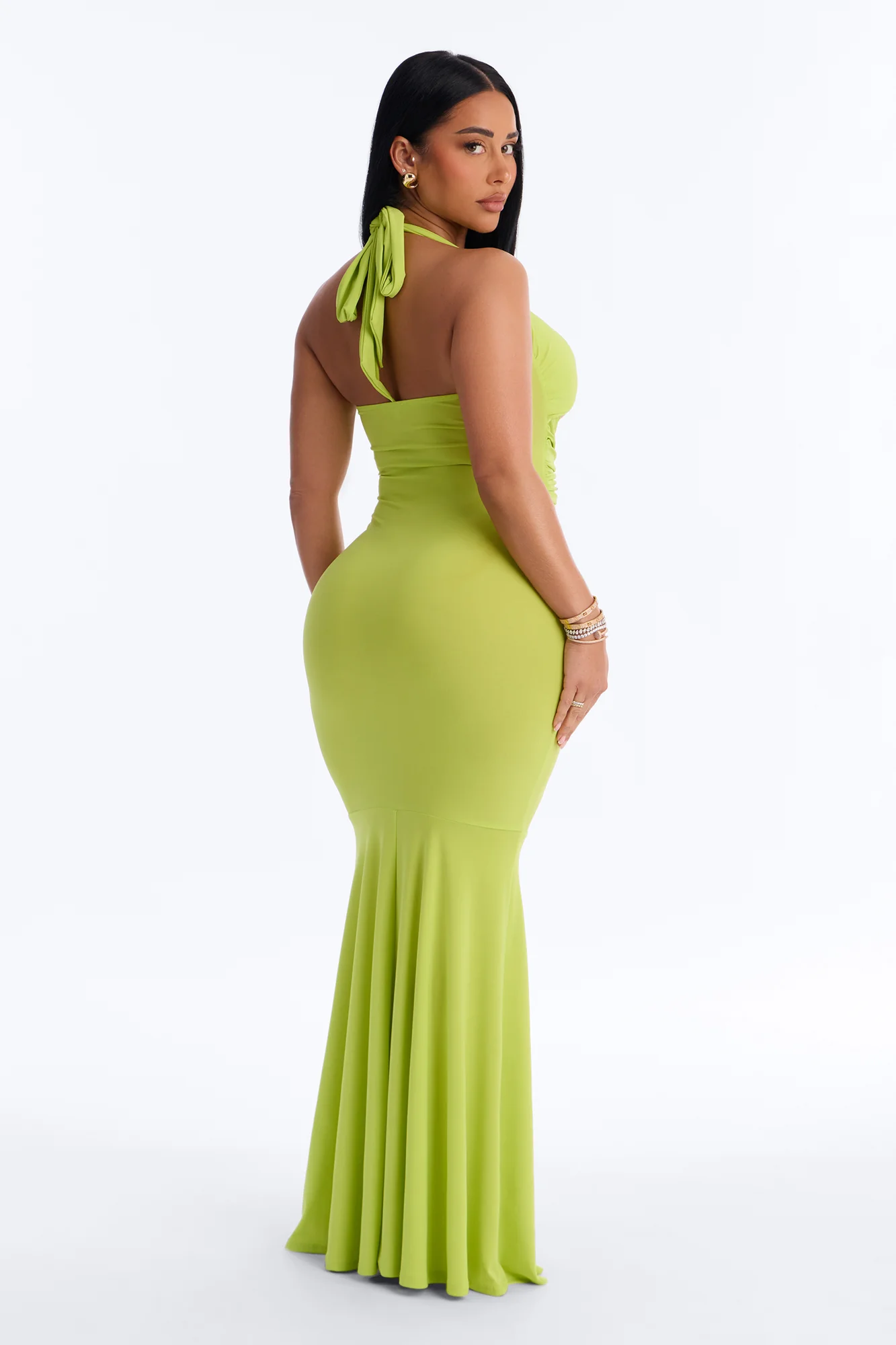 Arabella Cut Out Maxi Dress - Lime - Image 4