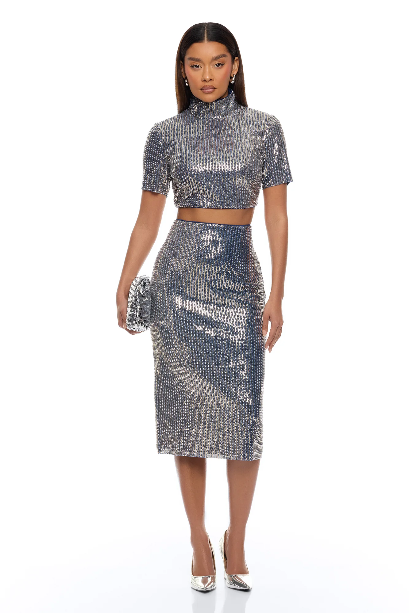 Arden Embellished Midi Skirt - Denim