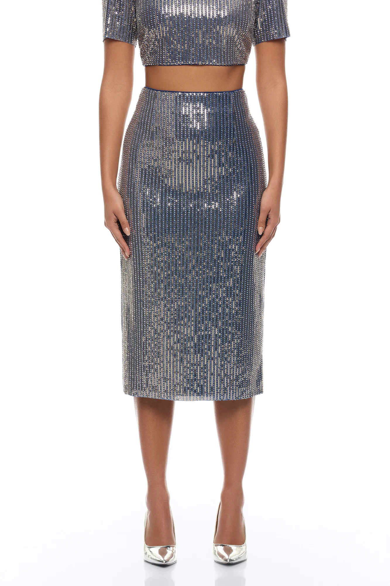 Arden Embellished Midi Skirt - Denim - Image 2