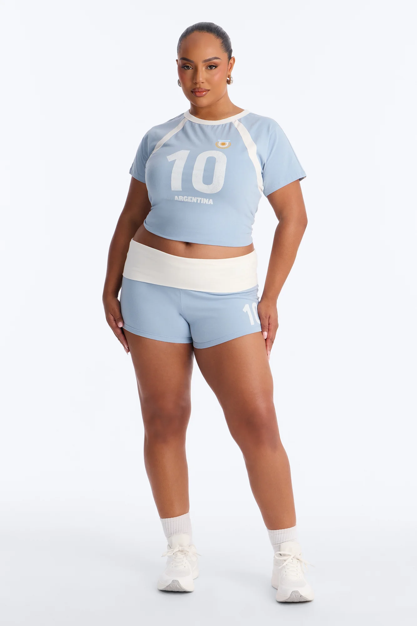 Argentina Athletic Trim Fitted Baby Tee - Blue - Image 6