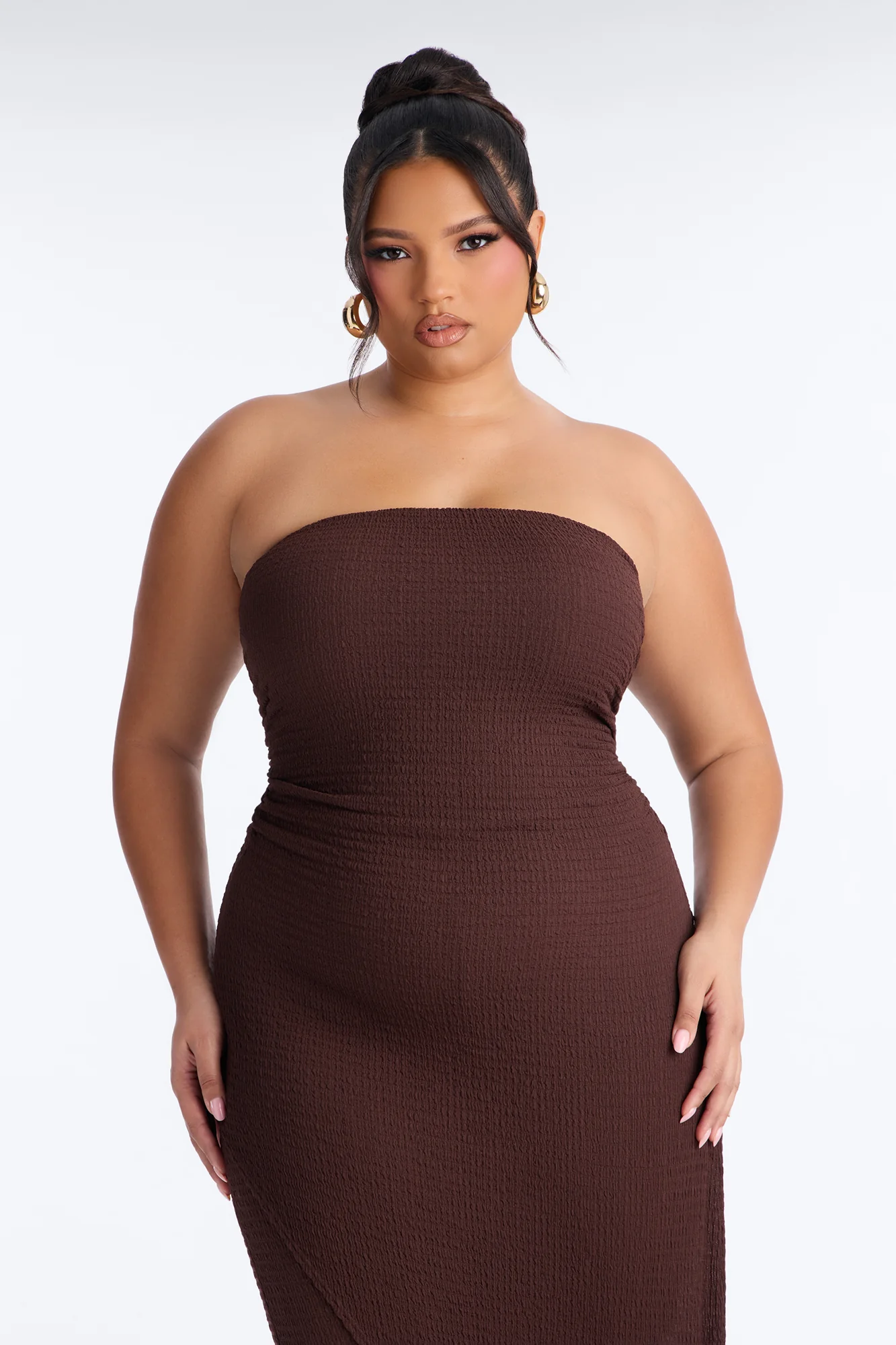 Ari Asymmetrical Strapless Jumpsuit - Chocolate - Image 6