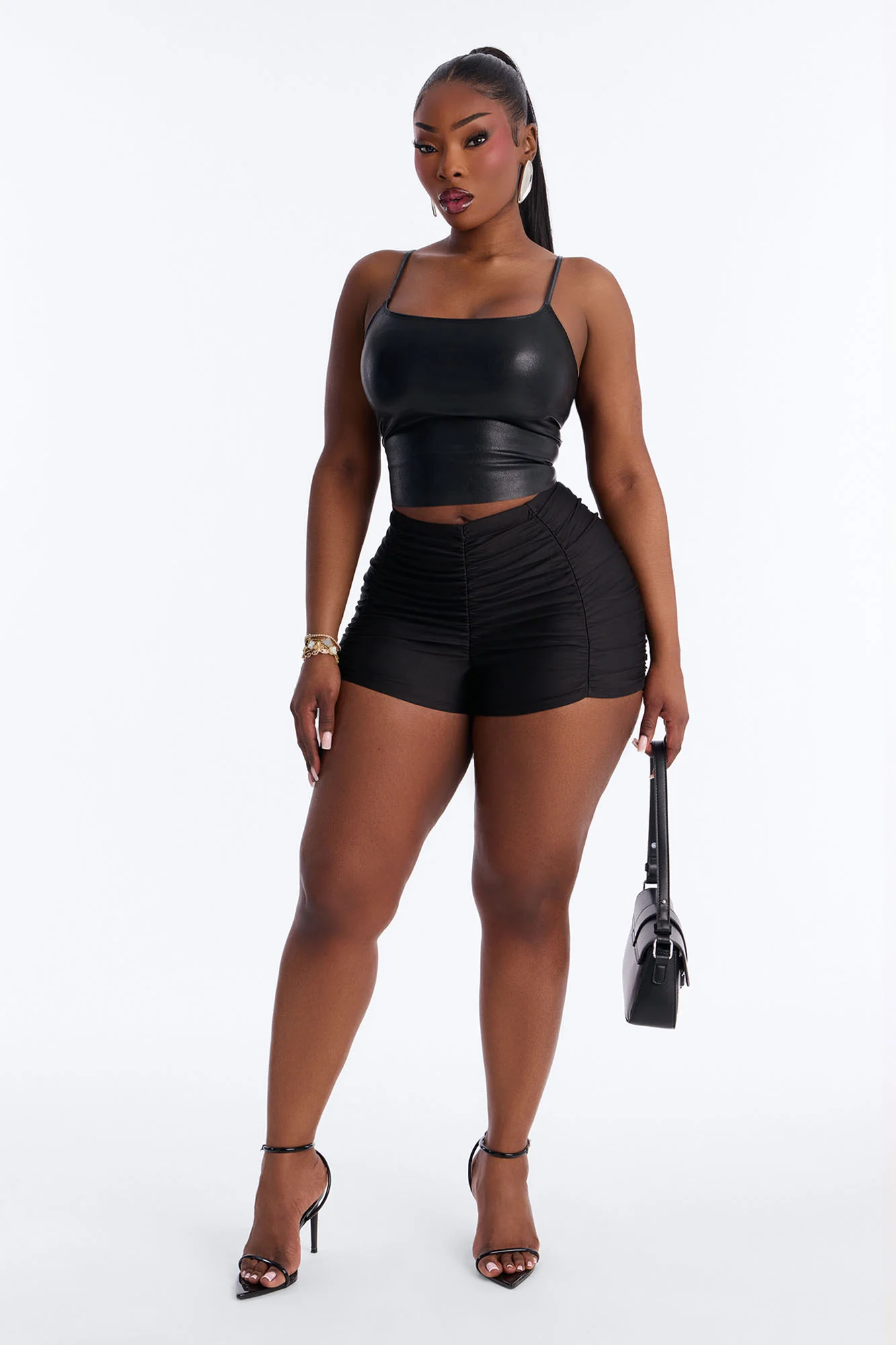 Ari Low Rise Ruched Micro Short - Black - Image 5