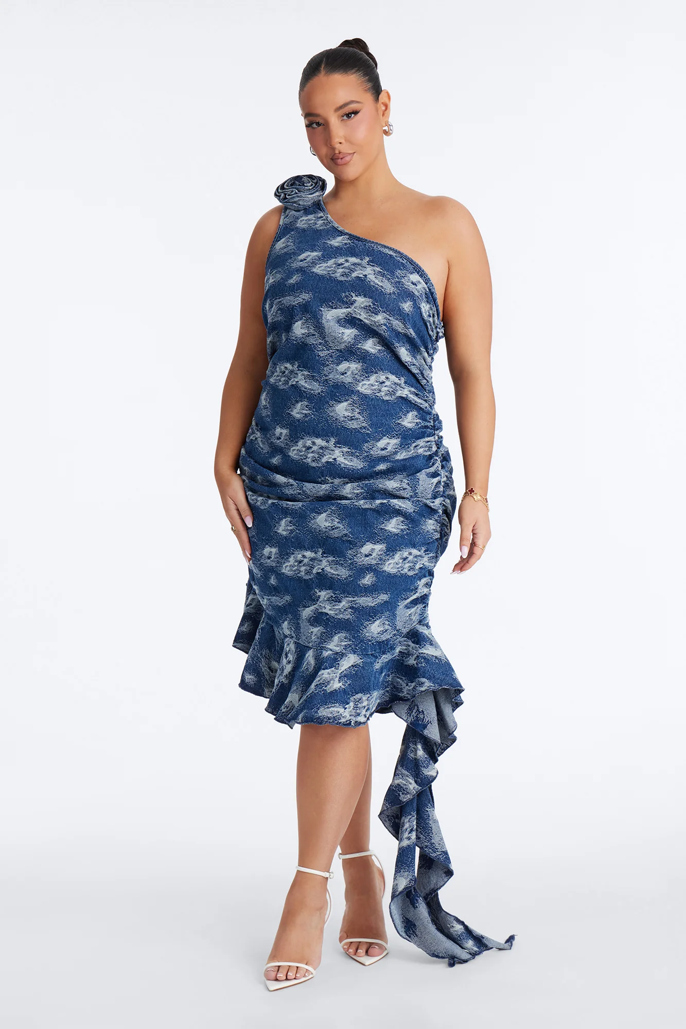 Arianna Abstract Denim Mini Dress - Medium Wash - Image 5