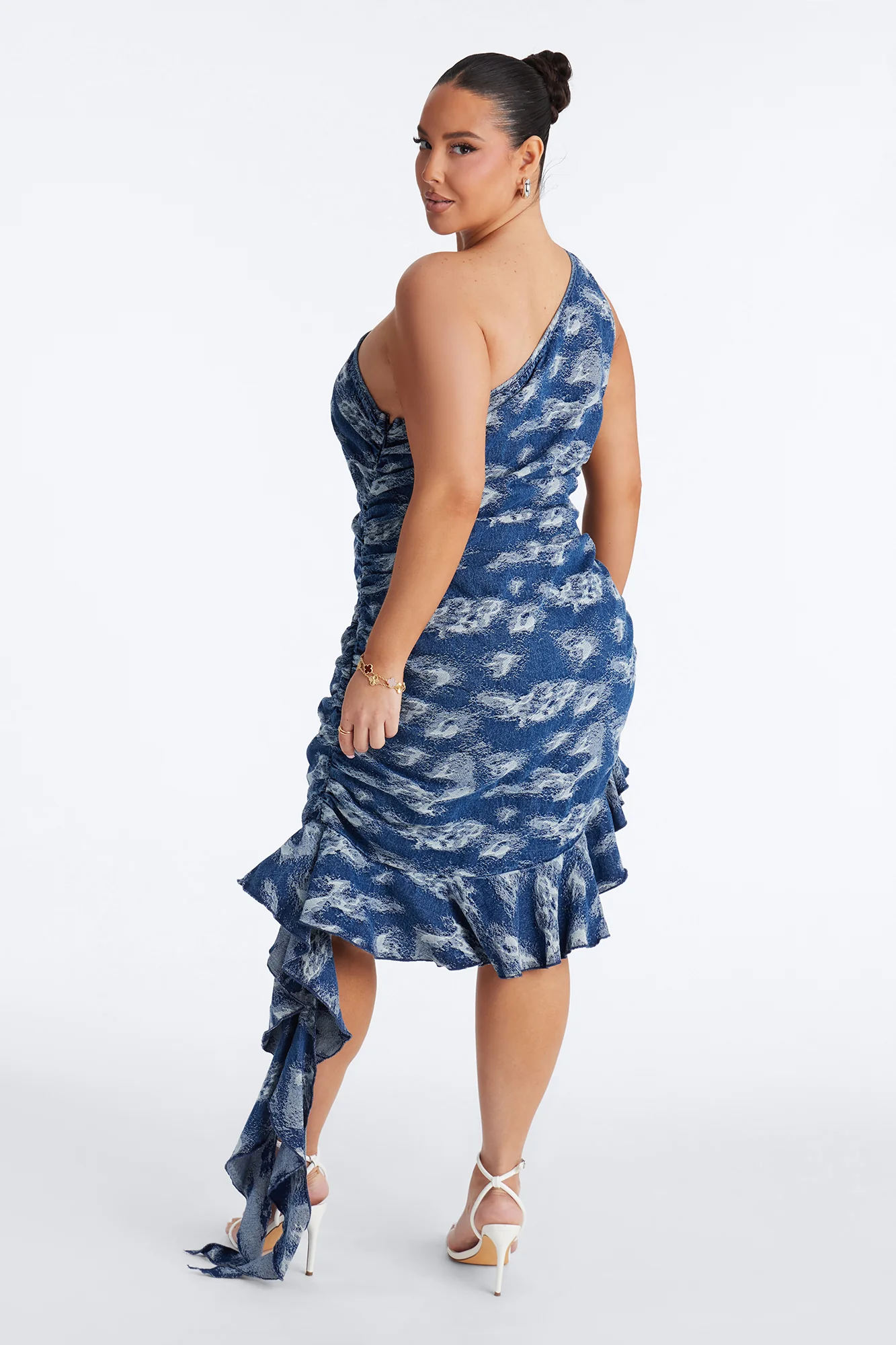 Arianna Abstract Denim Mini Dress - Medium Wash - Image 8