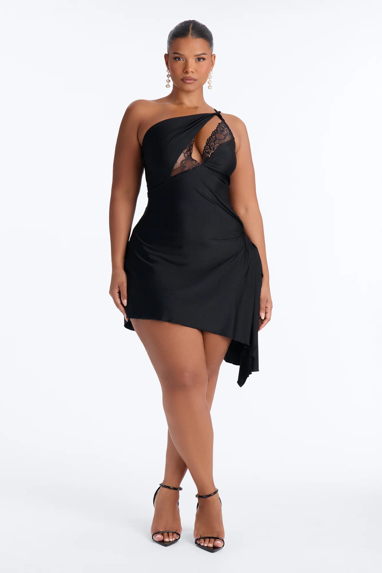 Ariel Lace Trim Mini Dress - Black - Image 5