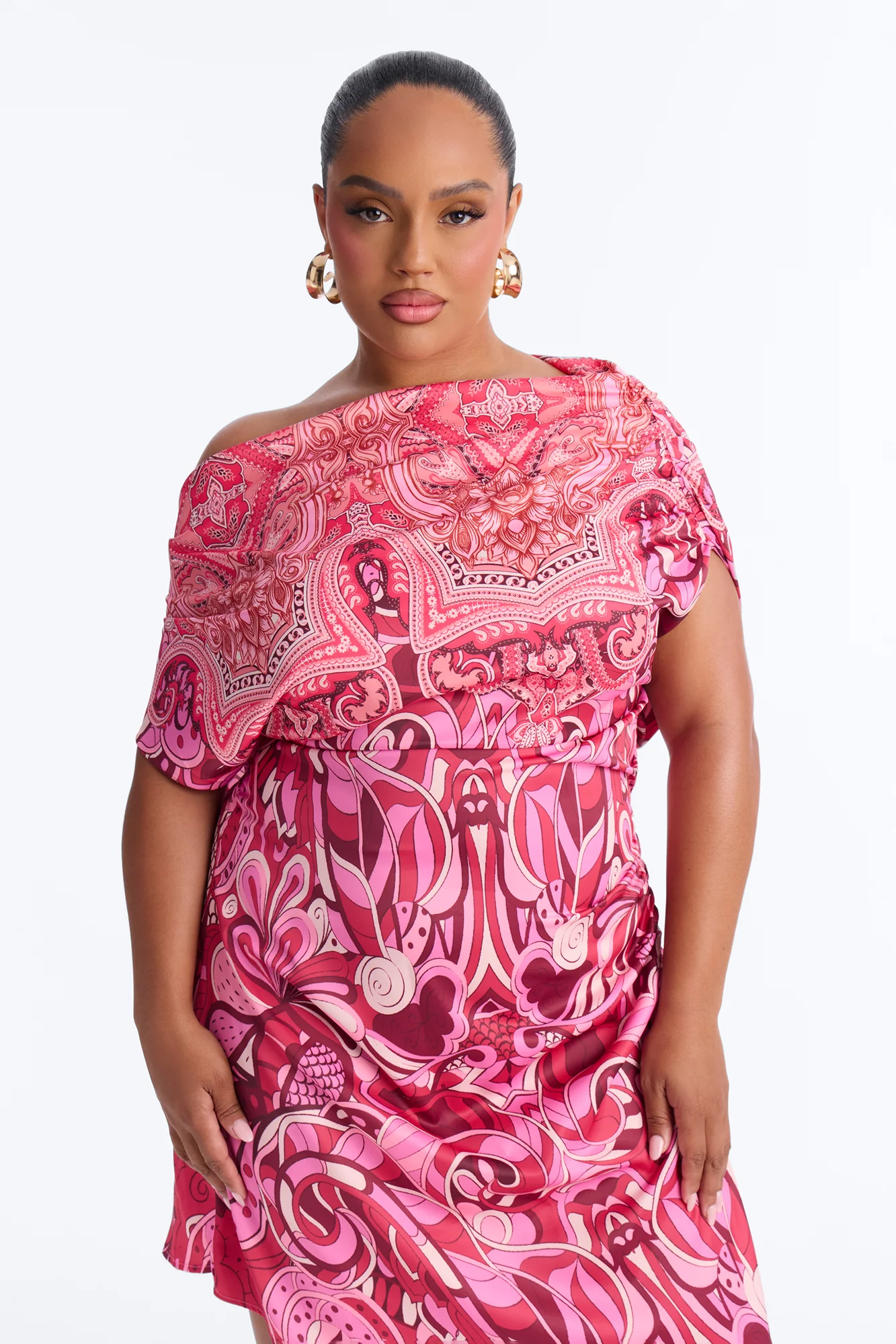 Ariella Asymmetrical Satin Mini Dress - Pink/combo - Image 6