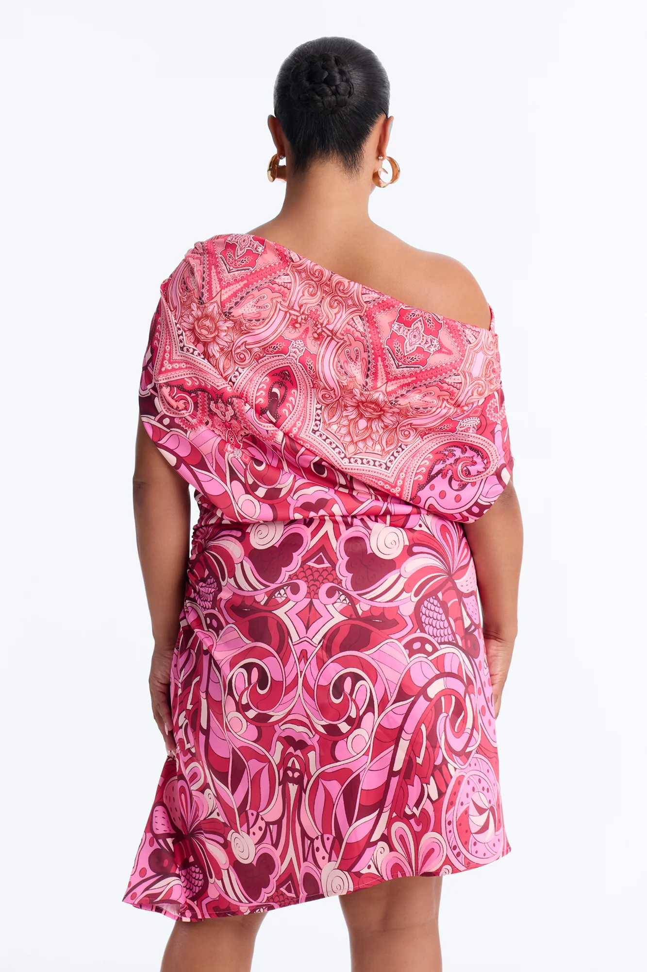 Ariella Asymmetrical Satin Mini Dress - Pink/combo - Image 8