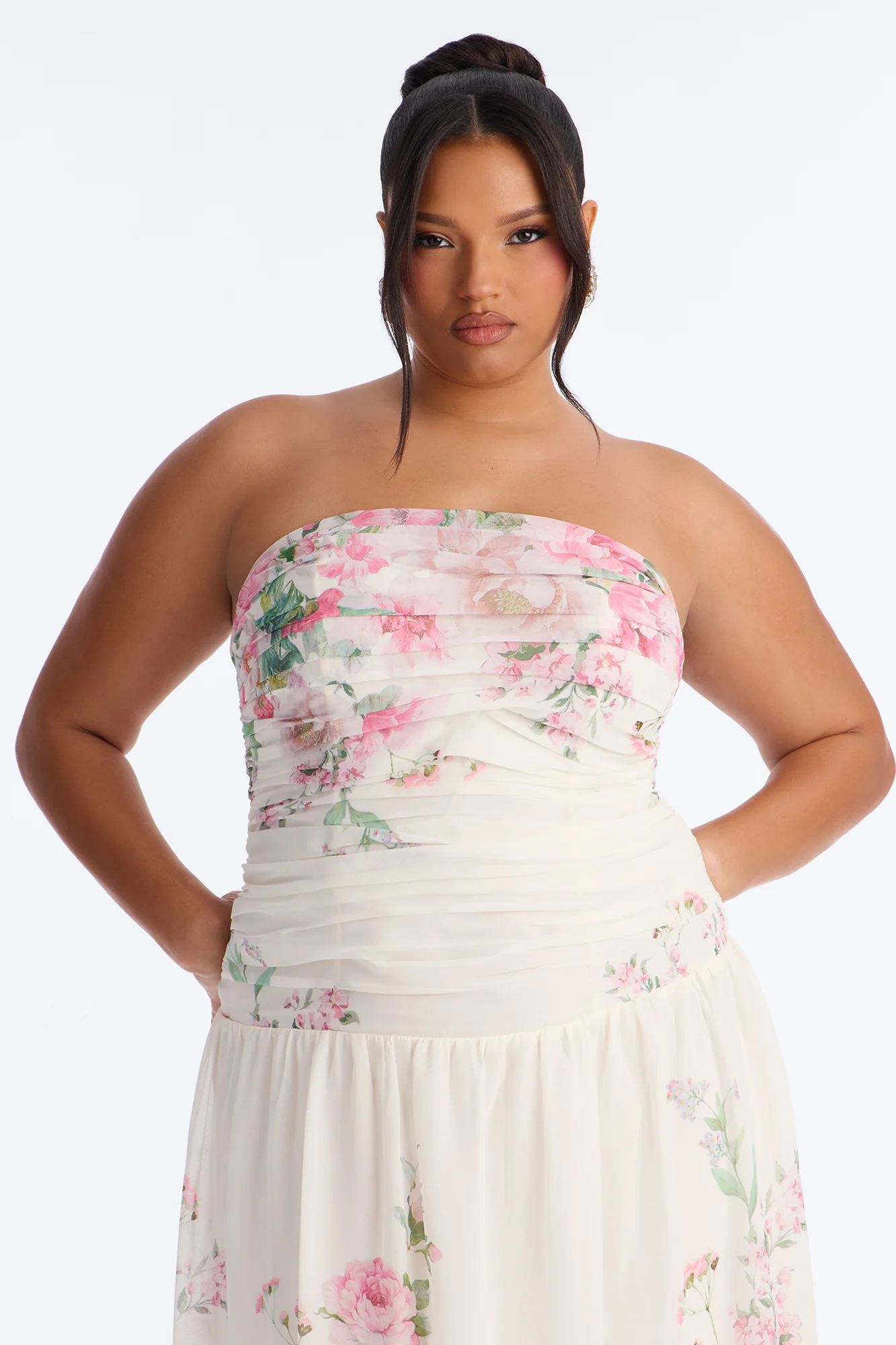 Ariella Floral Chiffon Midi Dress - White/combo - Image 6