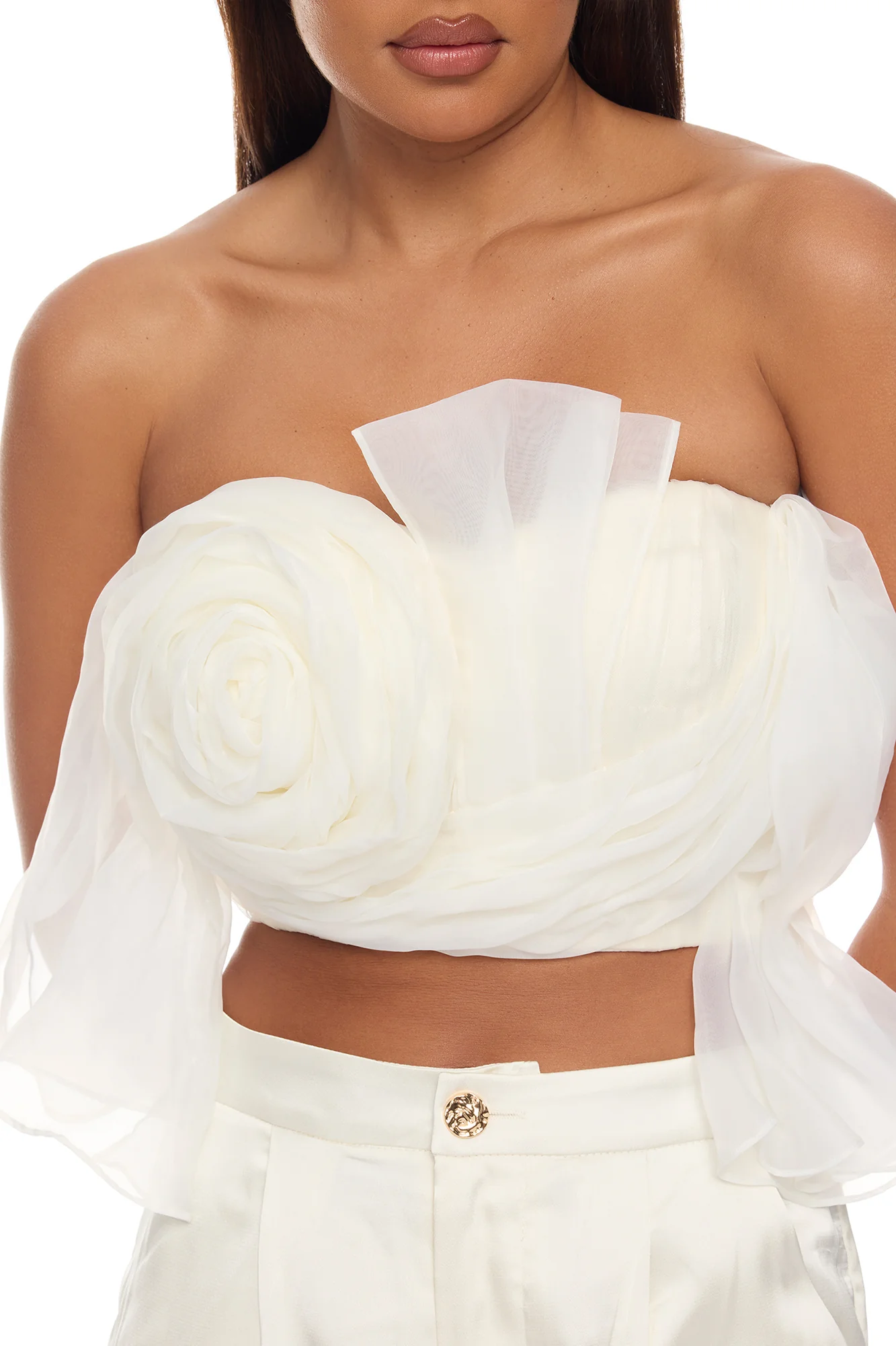 Arlynn 3D Applique Pant Set - White - Image 3