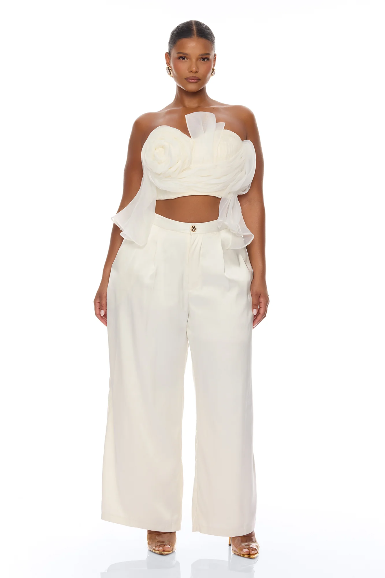 Arlynn 3D Applique Pant Set - White - Image 5