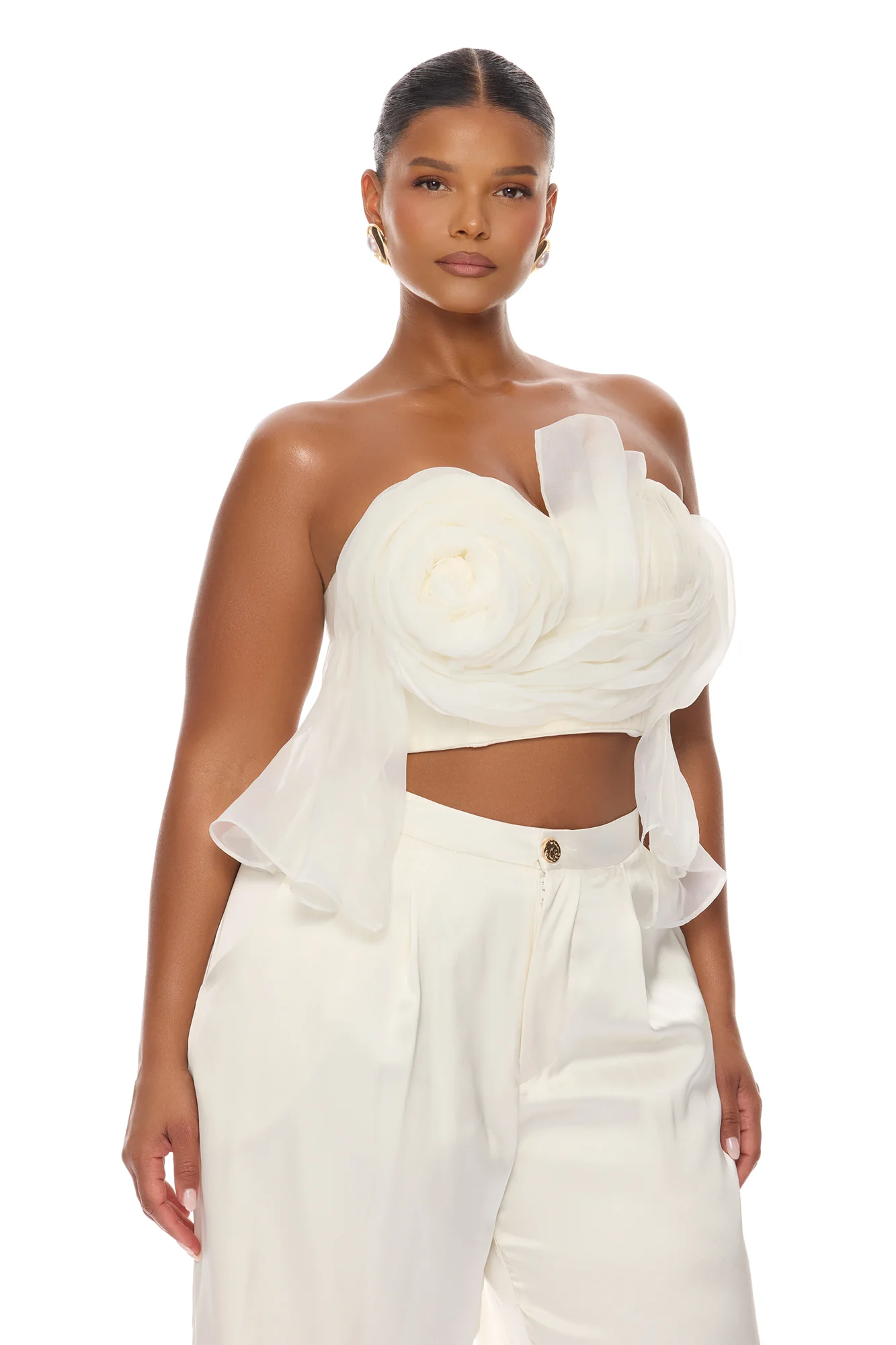 Arlynn 3D Applique Pant Set - White - Image 6
