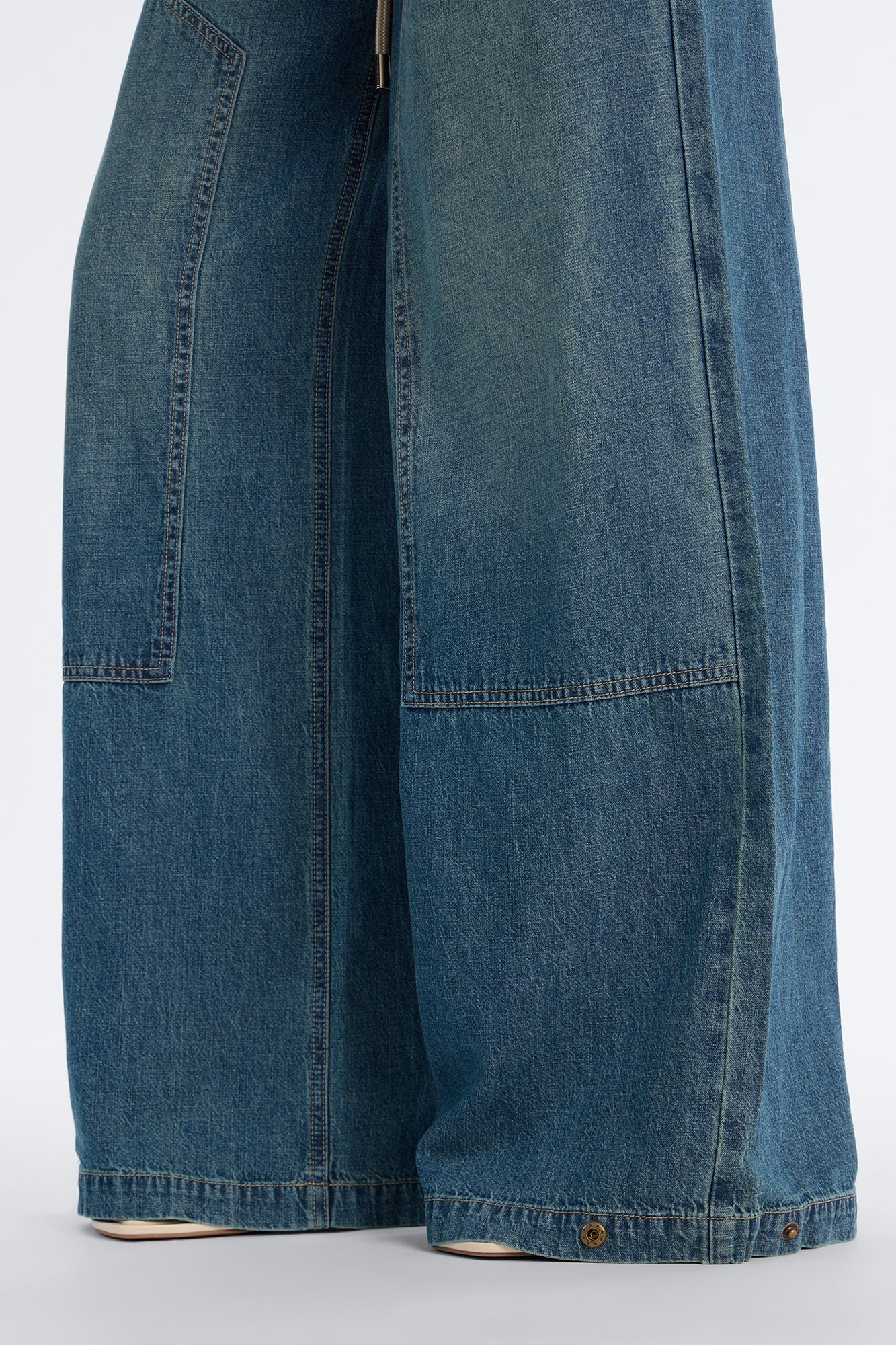 Around The World Linen Blend Pull On Jeans - Dark Wash - Image 3