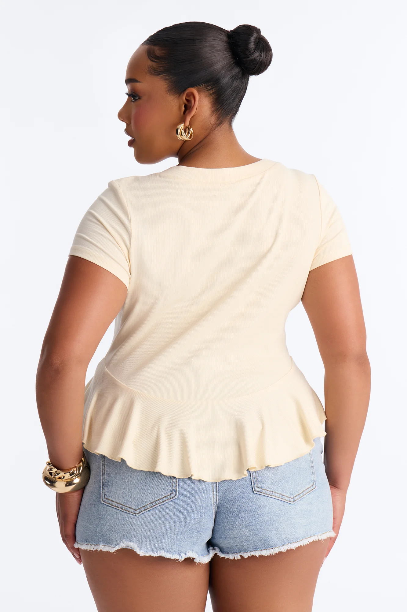 Arrow Short Sleeve Button Up Top - Ivory - Image 8