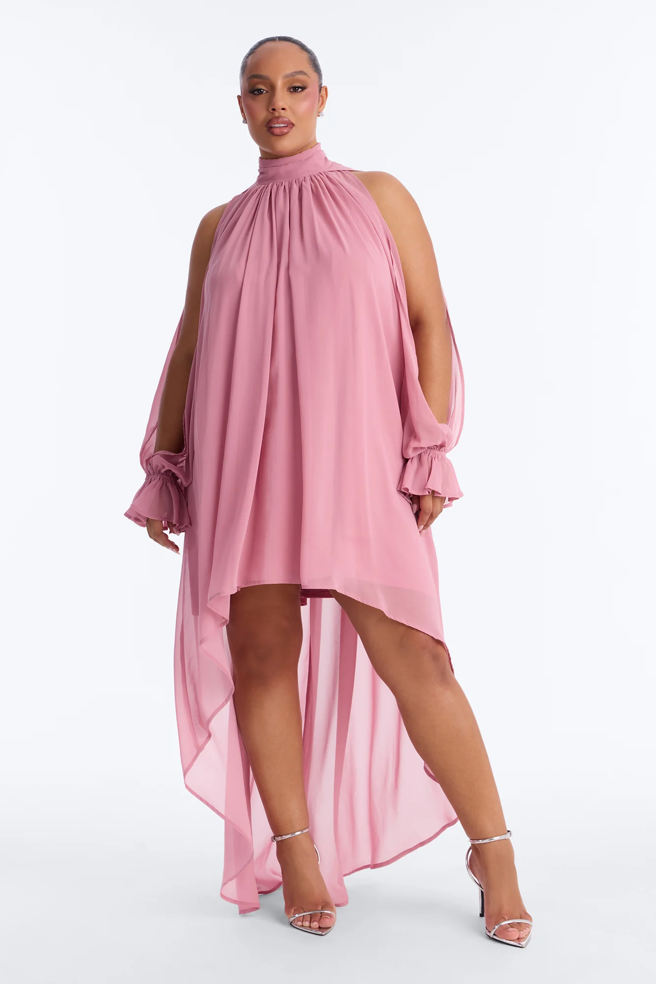 Aryal Long Sleeve Chiffon Maxi Dress - Mauve - Image 6