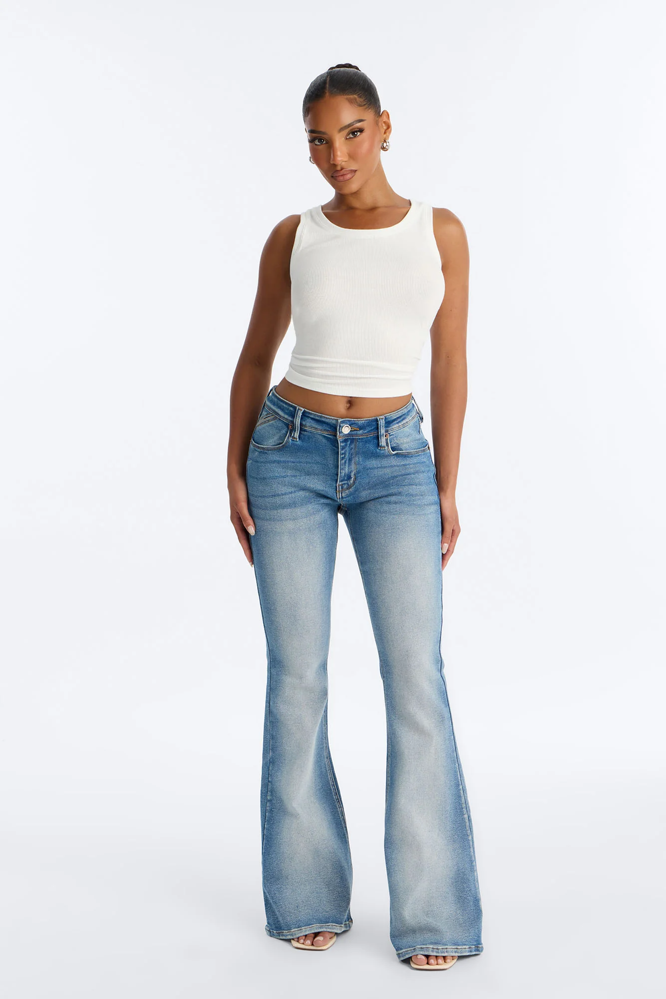 As I Do Low Rise Stretch Flare Jeans - Medium Wash