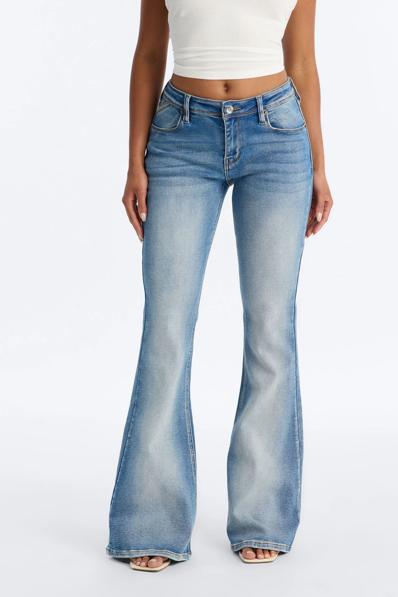 As I Do Low Rise Stretch Flare Jeans - Medium Wash - Image 2