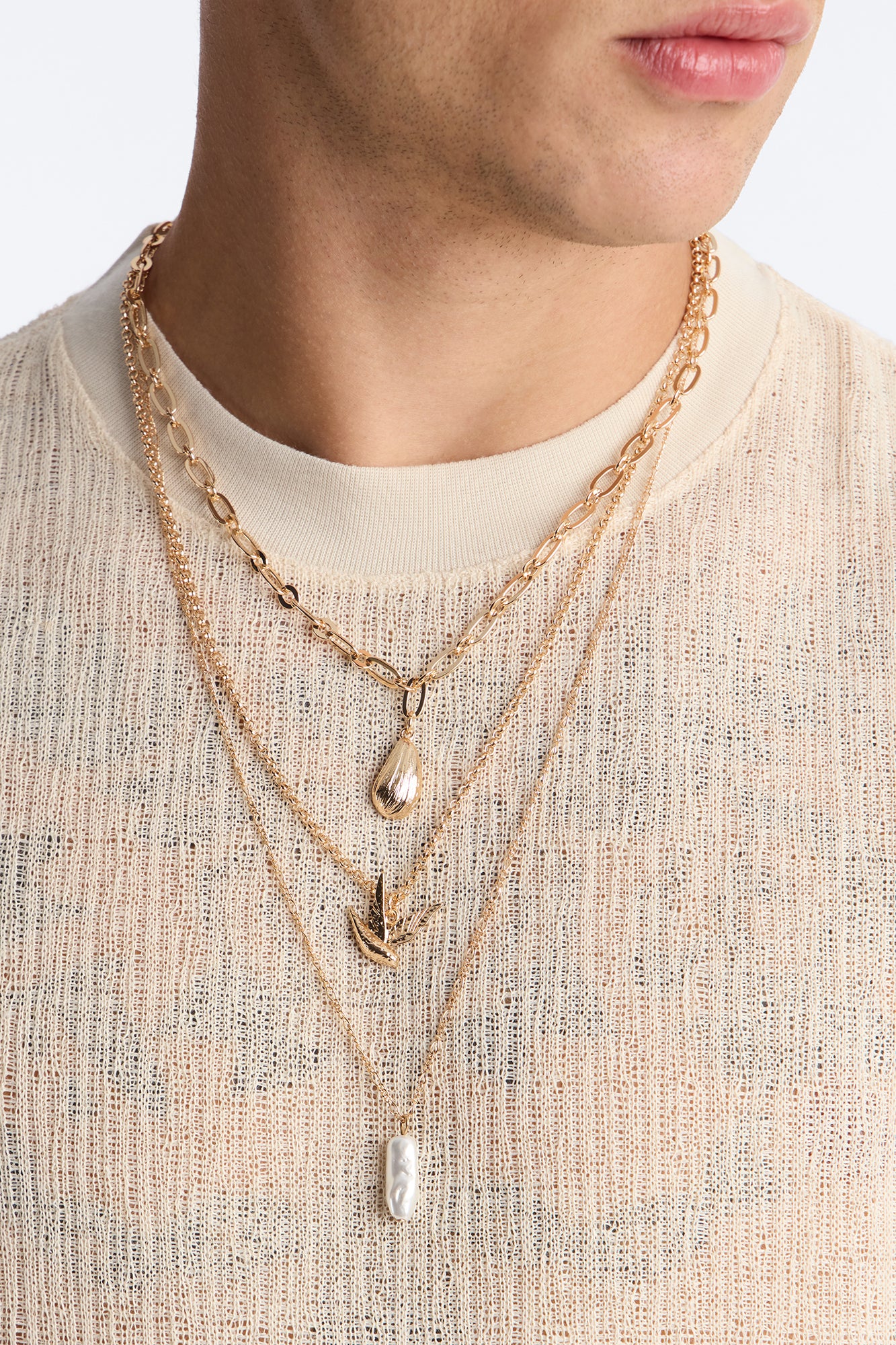 Ascending Flight Chain Necklace Set - Gold