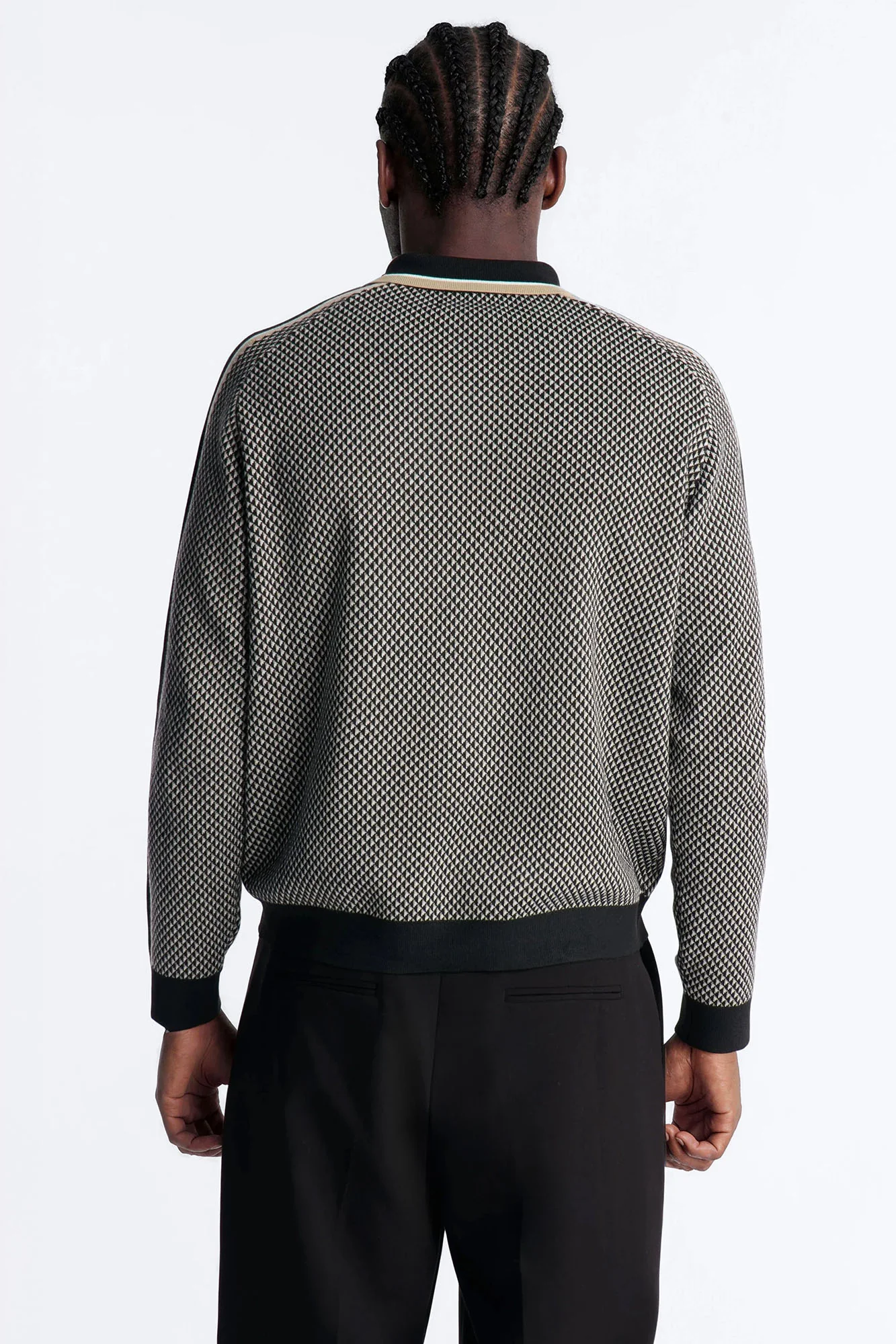 Ashford Knitted Long Sleeve Polo - Black - Image 4