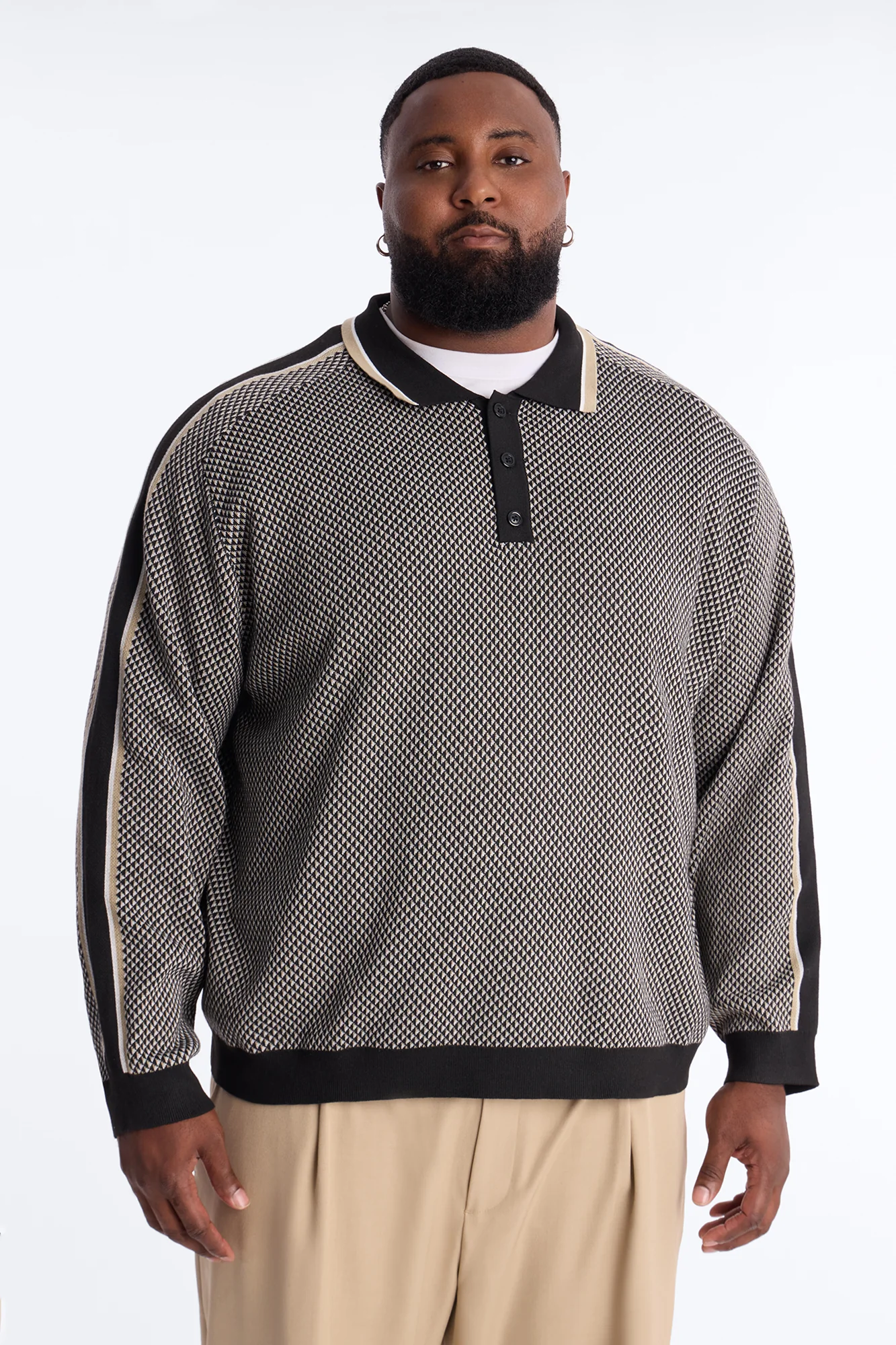 Ashford Knitted Long Sleeve Polo - Black - Image 5