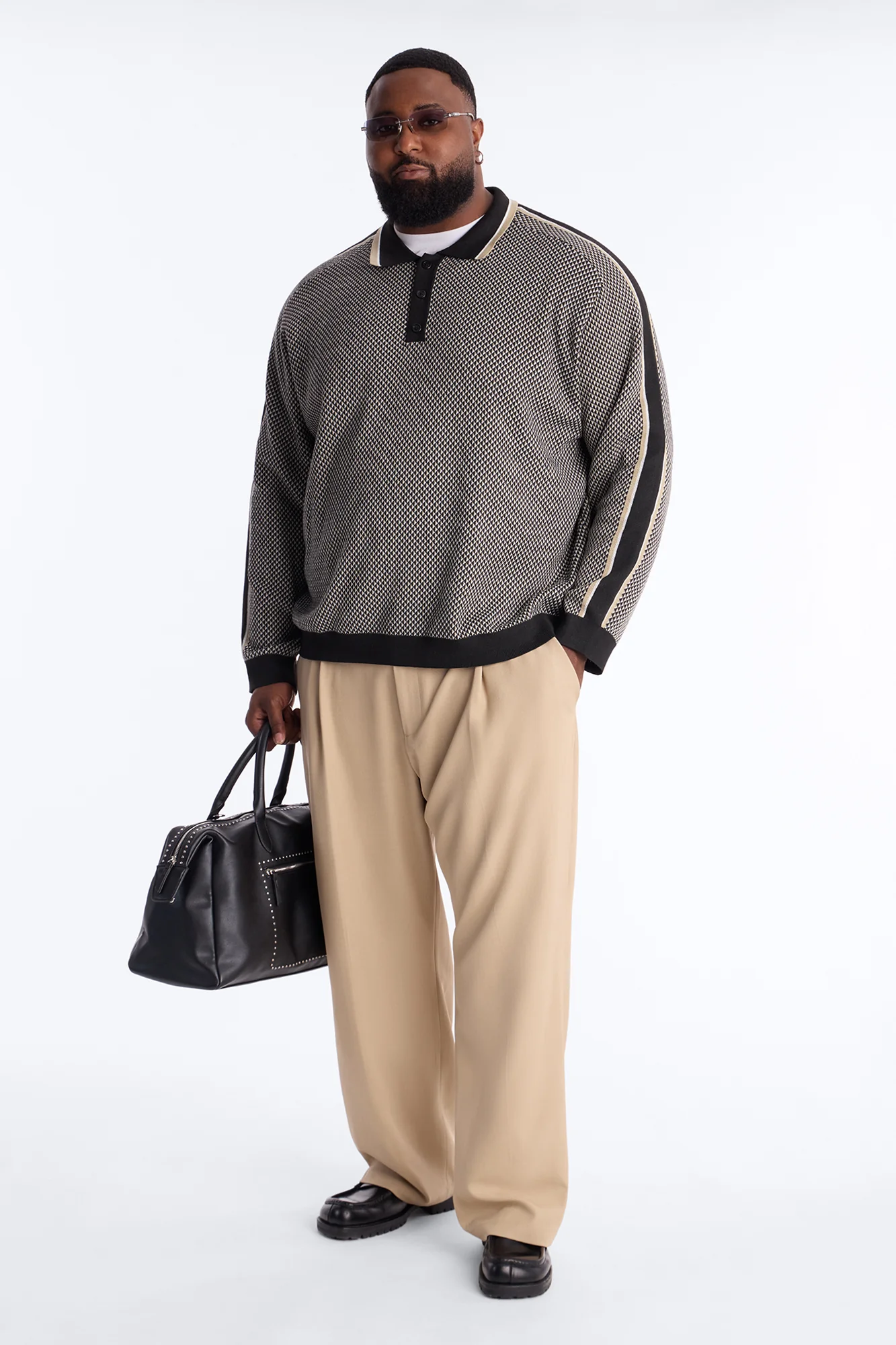 Ashford Knitted Long Sleeve Polo - Black - Image 6