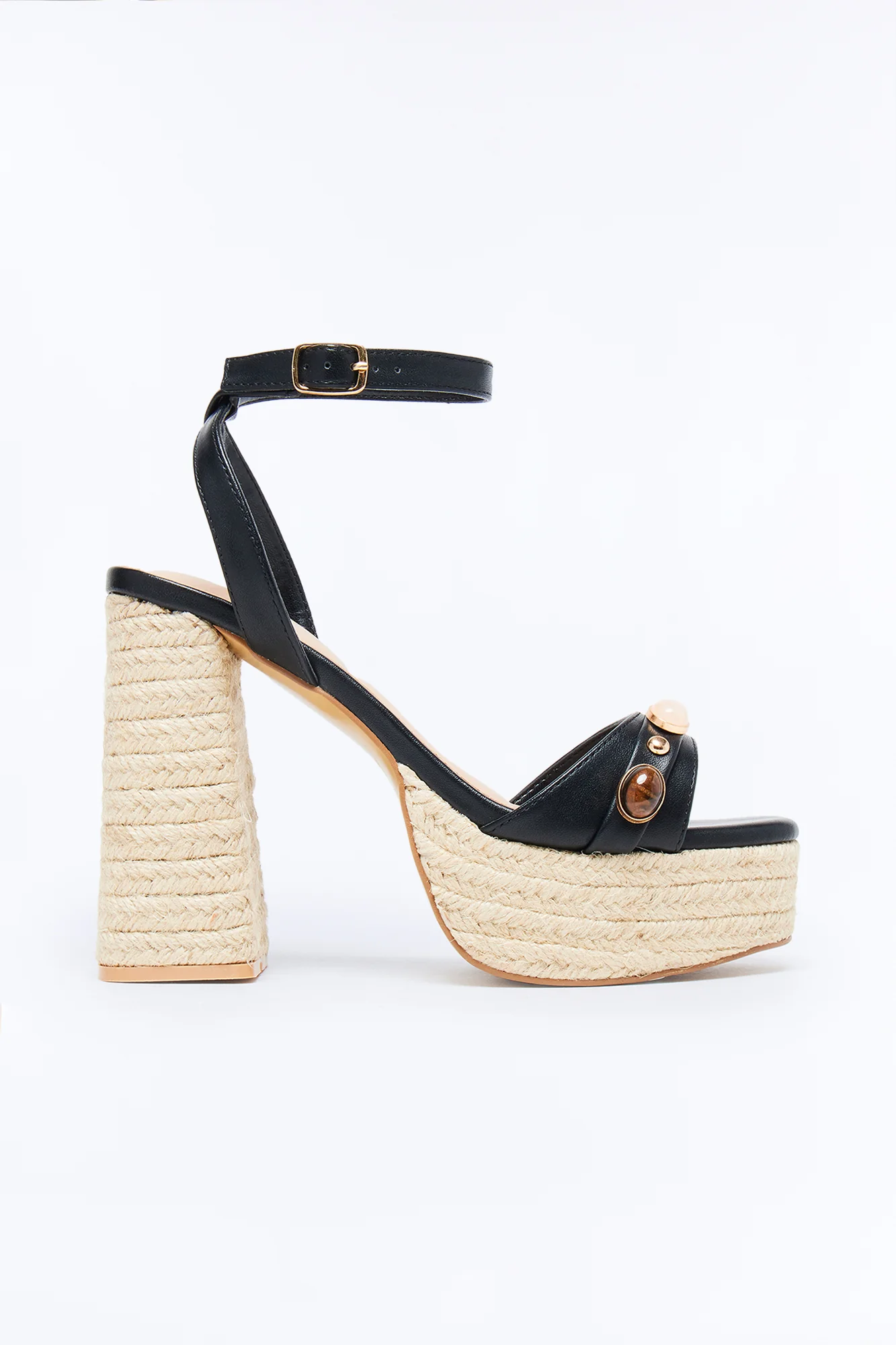 Ashia Jute Platform Heels - Black