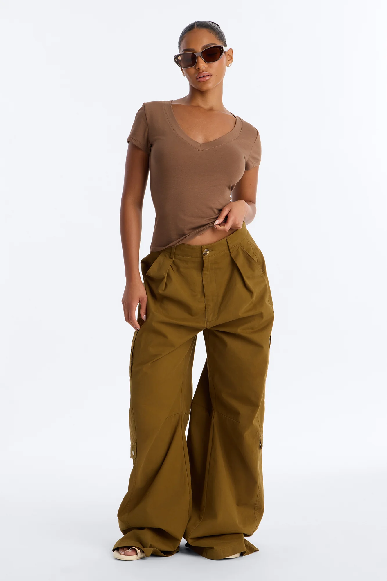 Ashley V-Neck Top - Mocha - Image 2