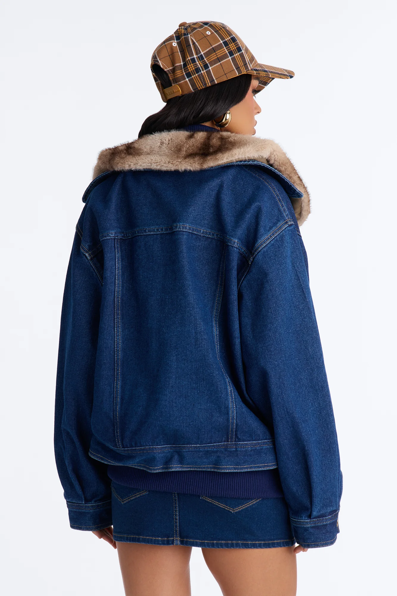 Aspen Baby Faux Fur Denim Jacket - Medium Wash - Image 4
