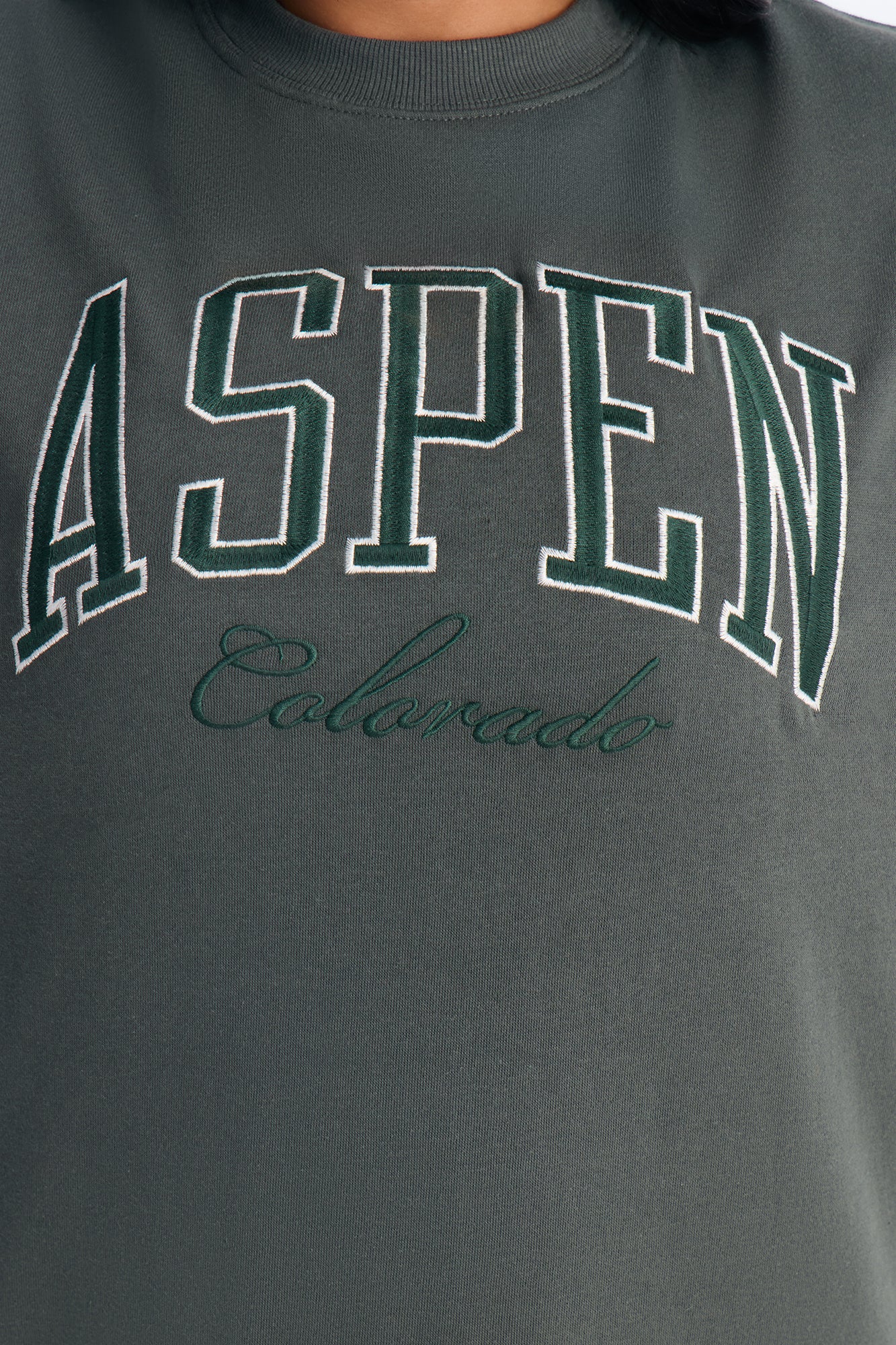 Aspen Colorado Fleece Crew Neck Sweatshirt - Hunter Green - Image 3