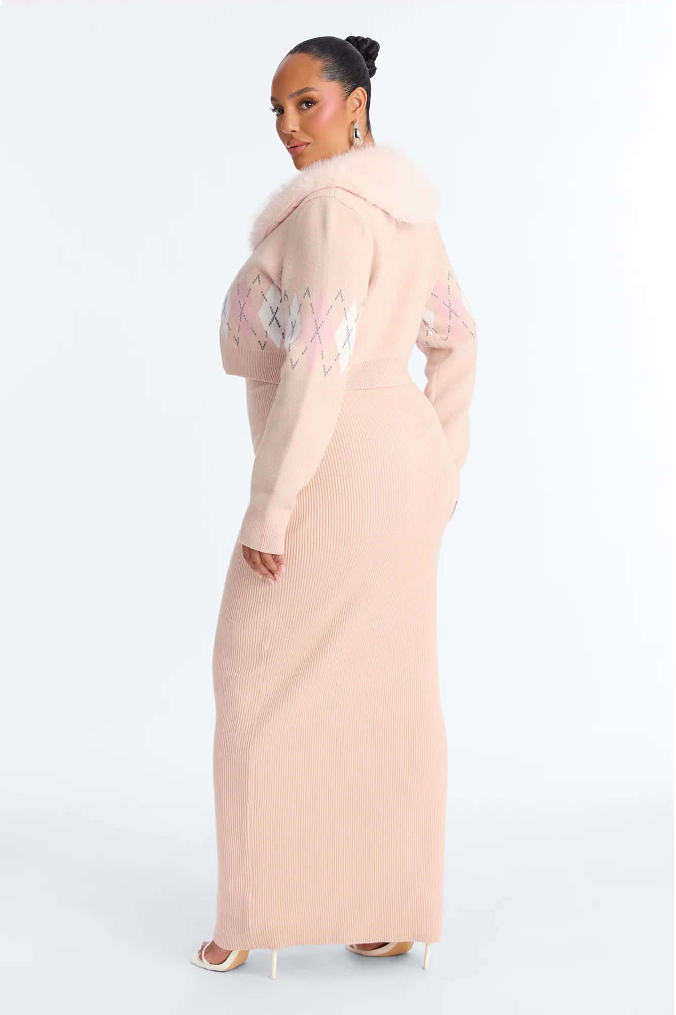 Aspen Sweater Maxi Dress Set - Pink - Image 9
