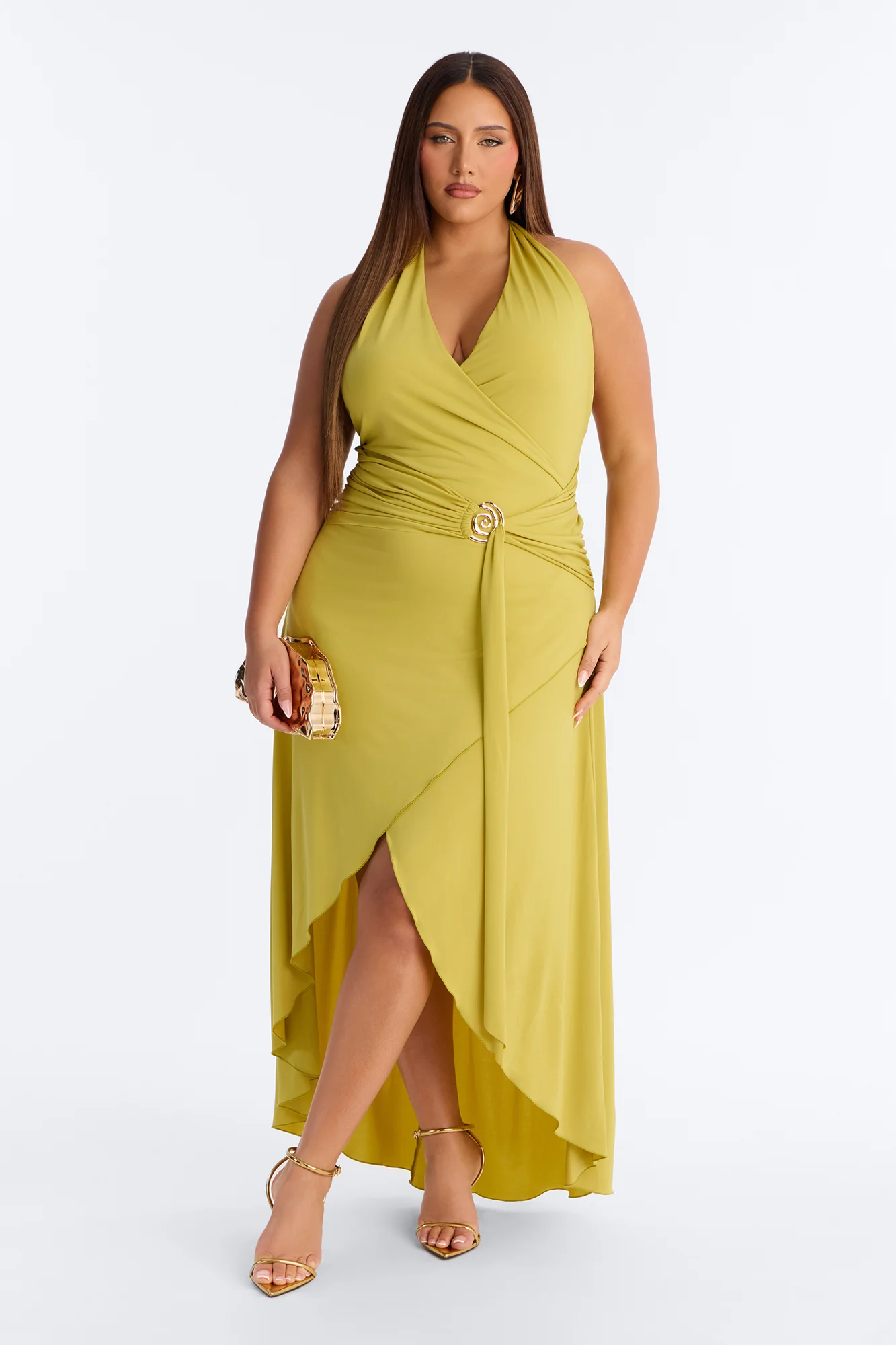 Astrid Asymmetrical Maxi Dress - Chartreuse - Image 5