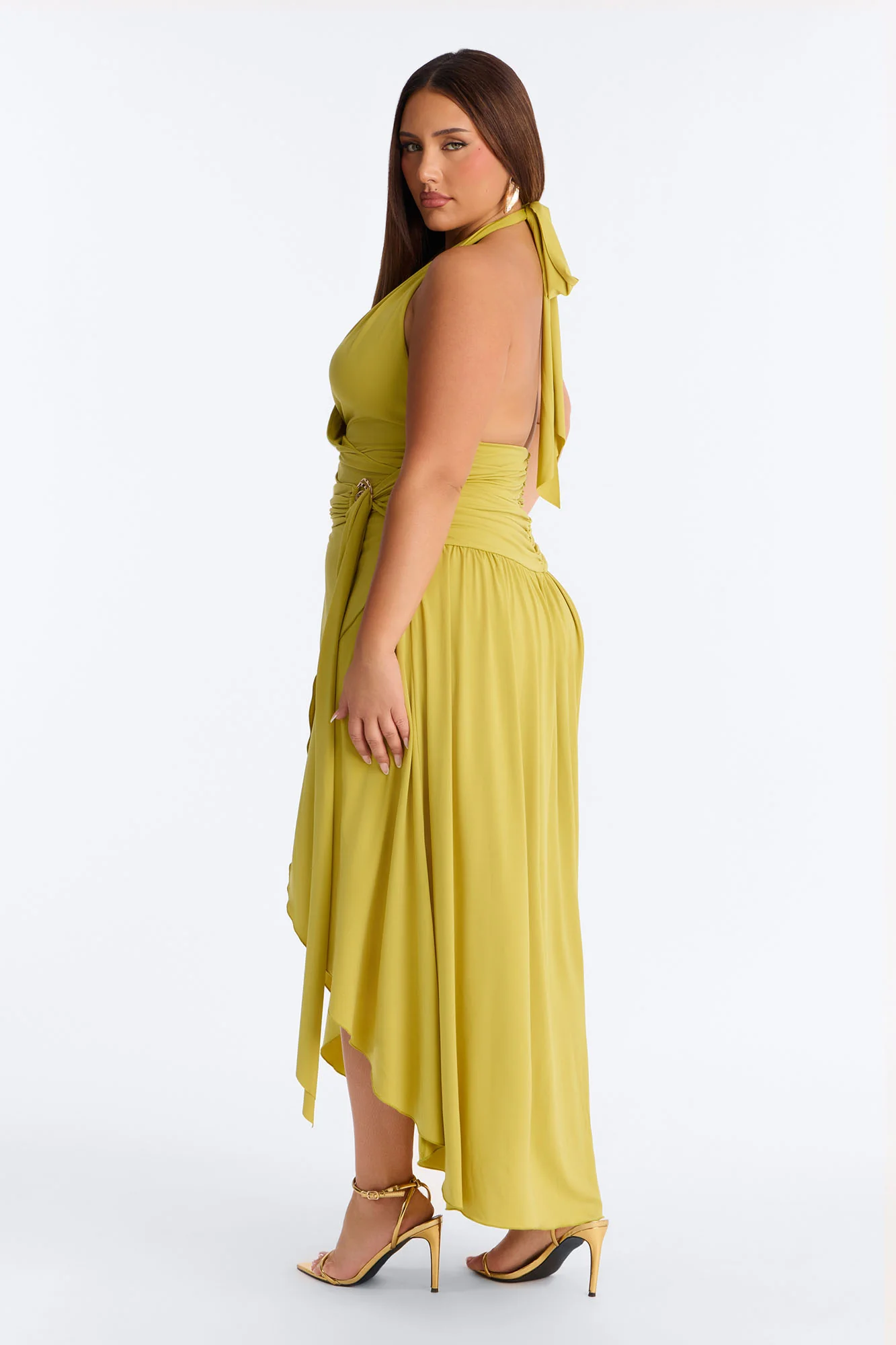 Astrid Asymmetrical Maxi Dress - Chartreuse - Image 8