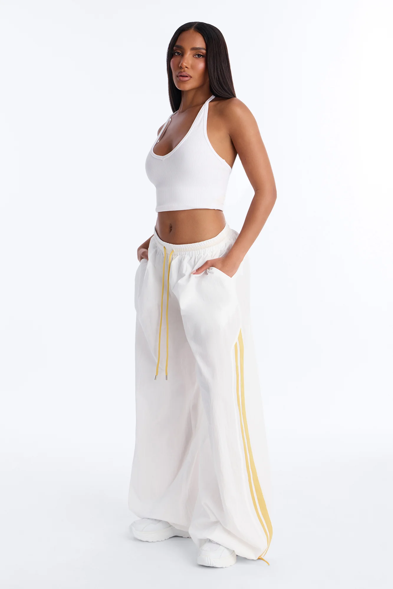 Astrid Low Rise Windbreaker Jogger Pant 30″ - White
