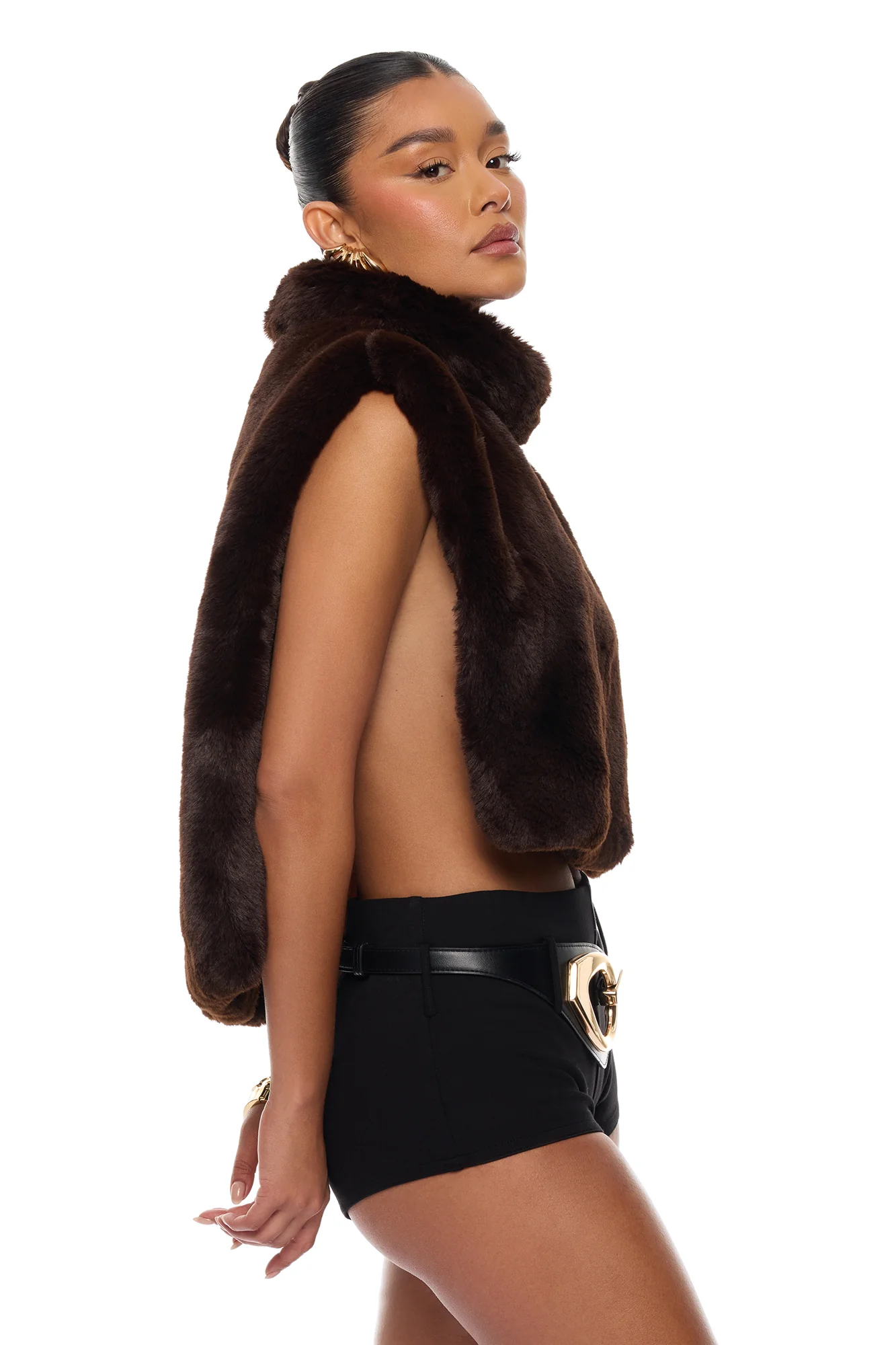 At The Slopes Faux Fur Vest - Brown - Image 3