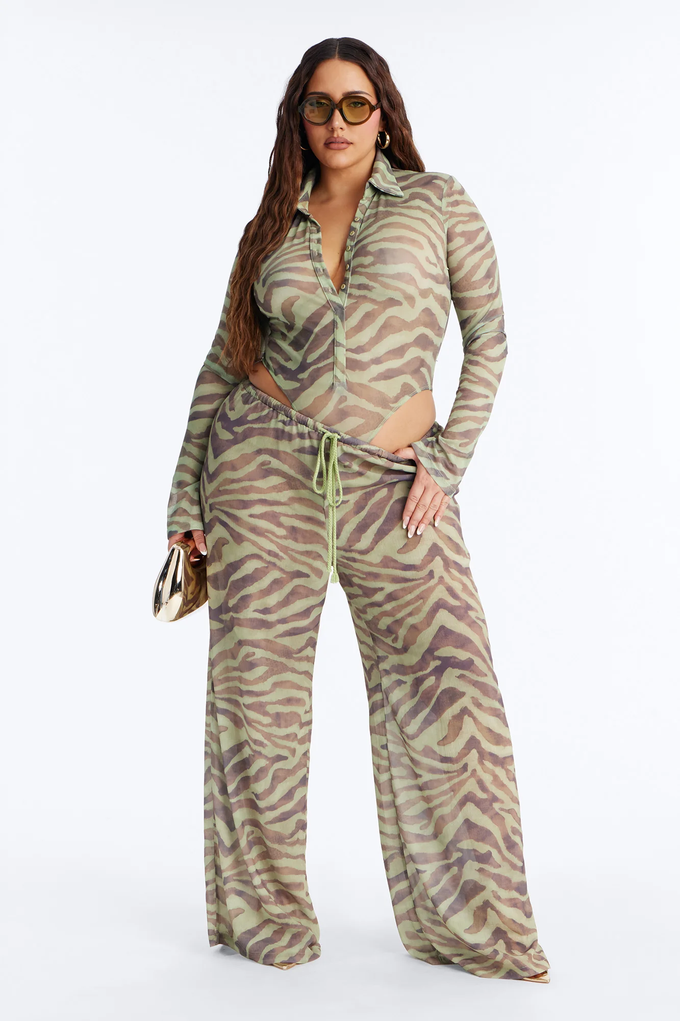 Athena Bodysuit Pant Set - Olive/combo - Image 5