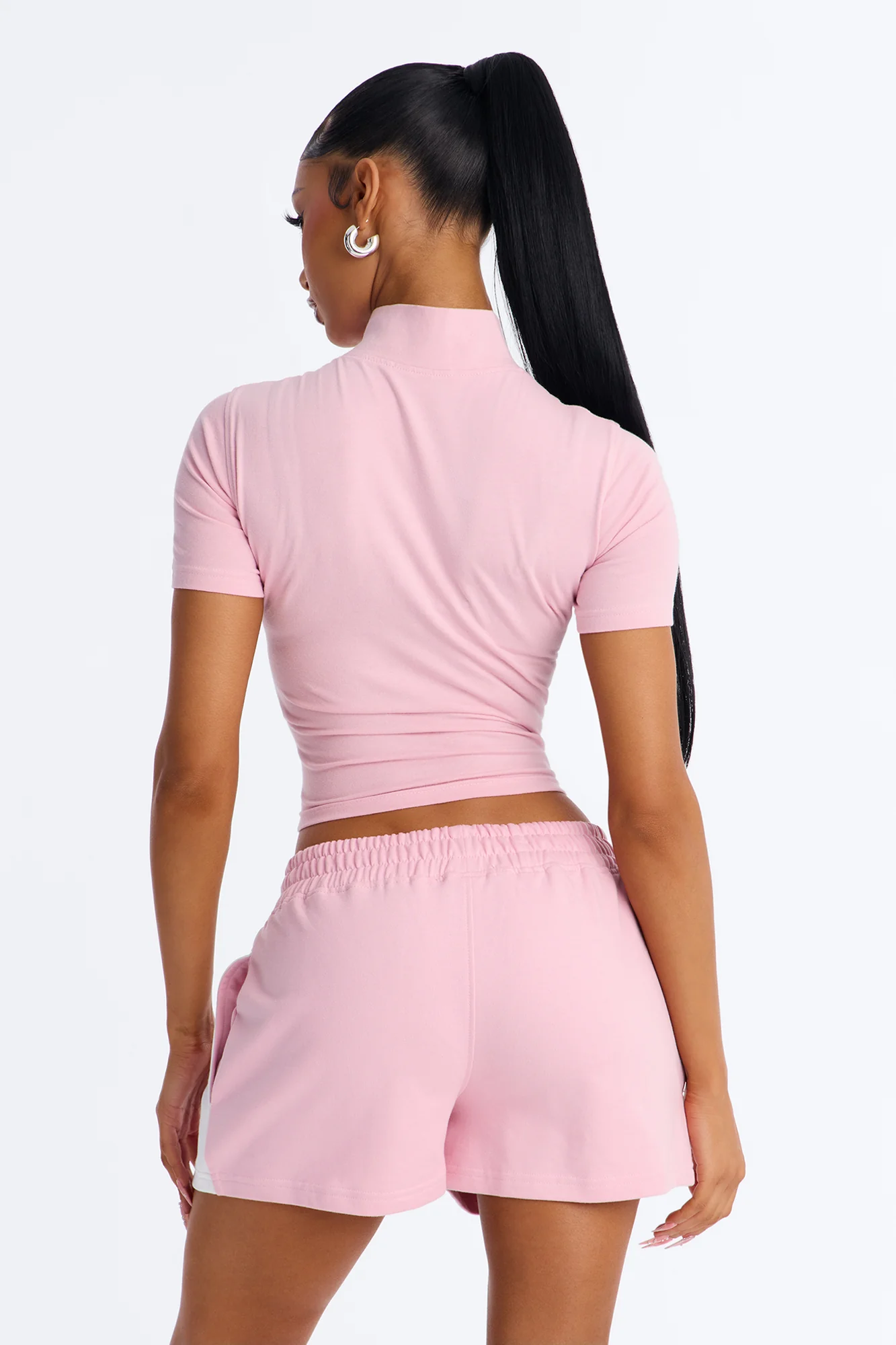 Athleisure Cutie Zip Up Short Set - Light Pink - Image 4