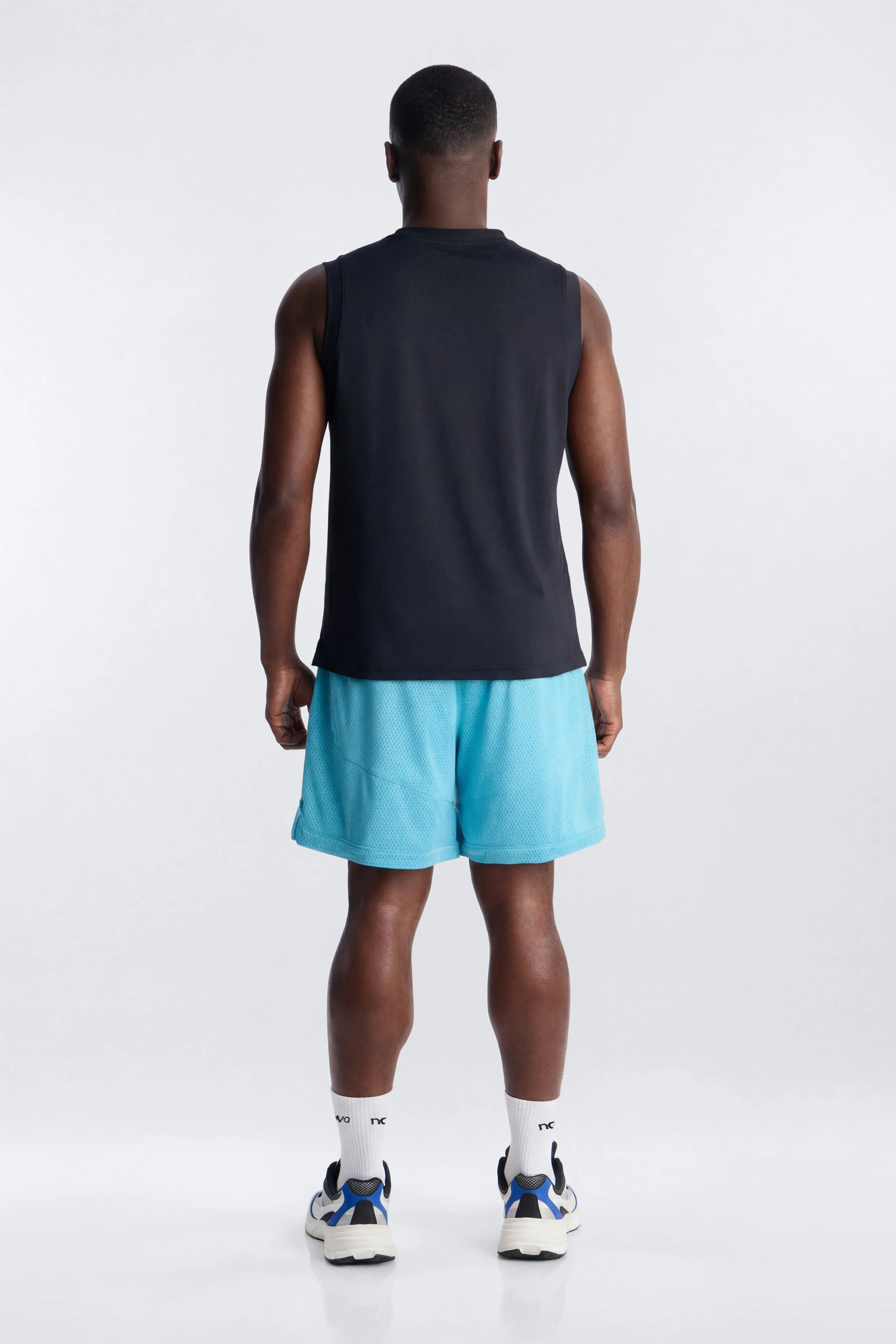 Athletic Mesh 7″ Basketball Shorts - Blue - Image 3