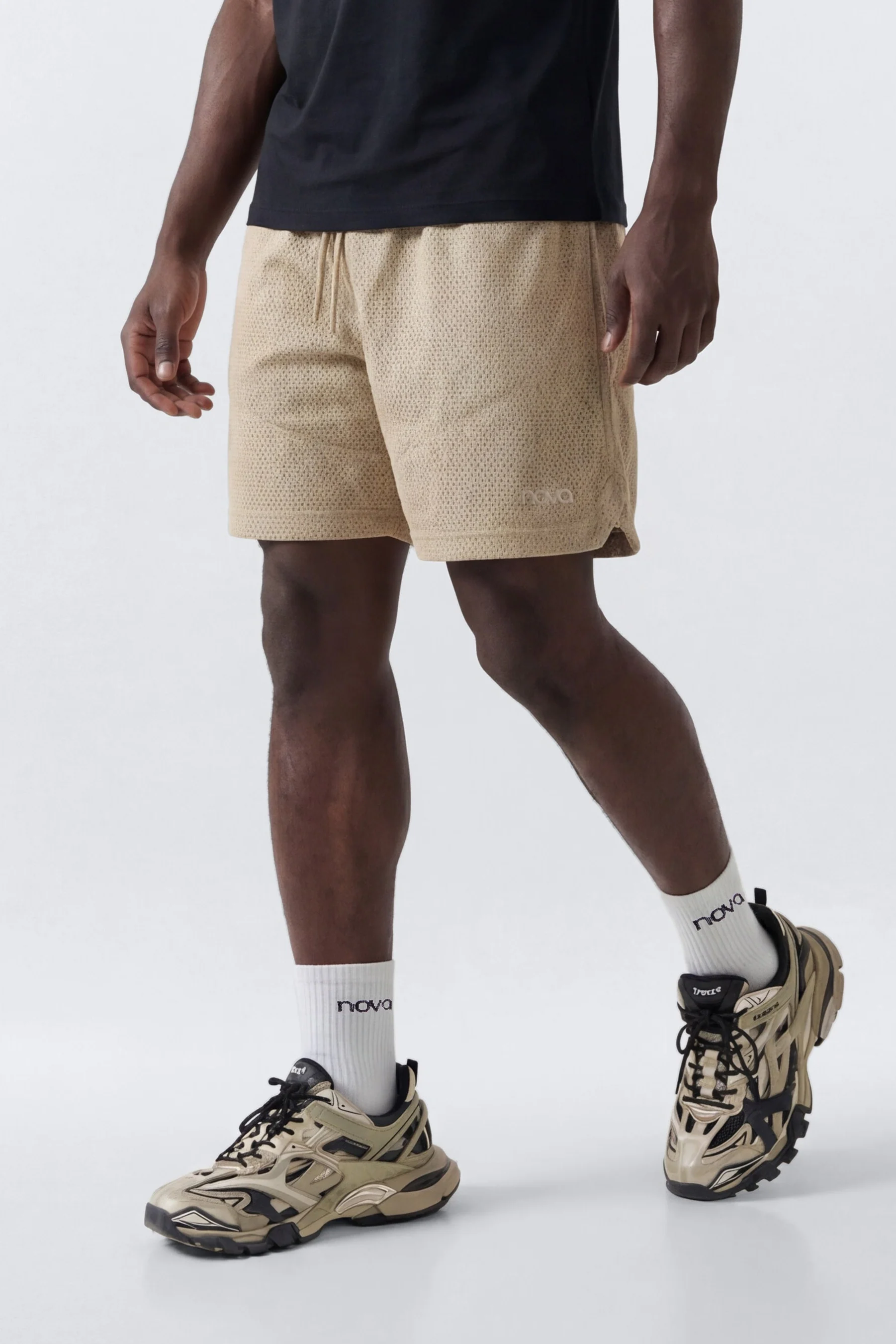Athletic Mesh 7″ Basketball Shorts - Taupe - Image 2
