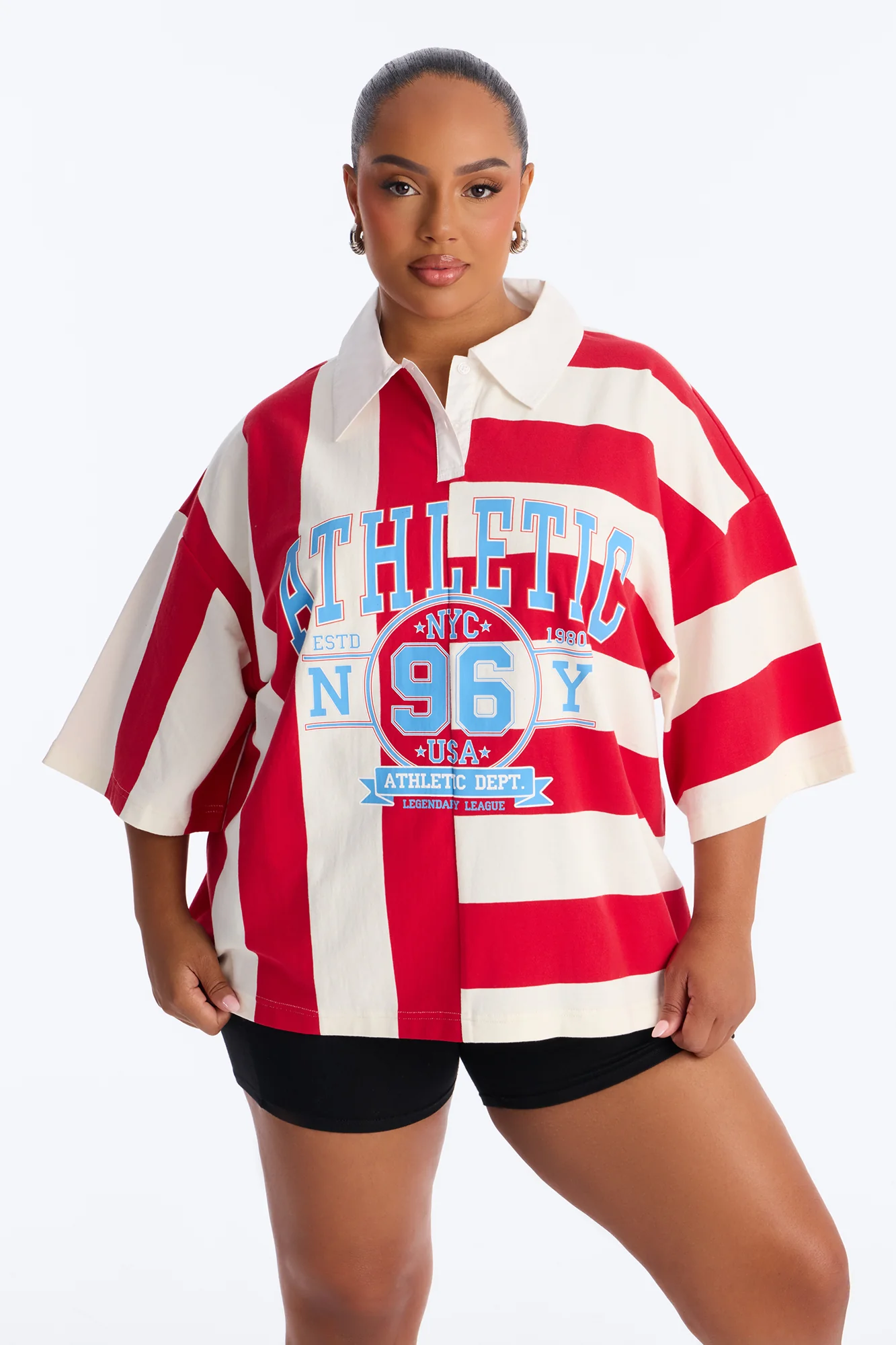 Athletic Oversized Polo - Red/White - Image 6