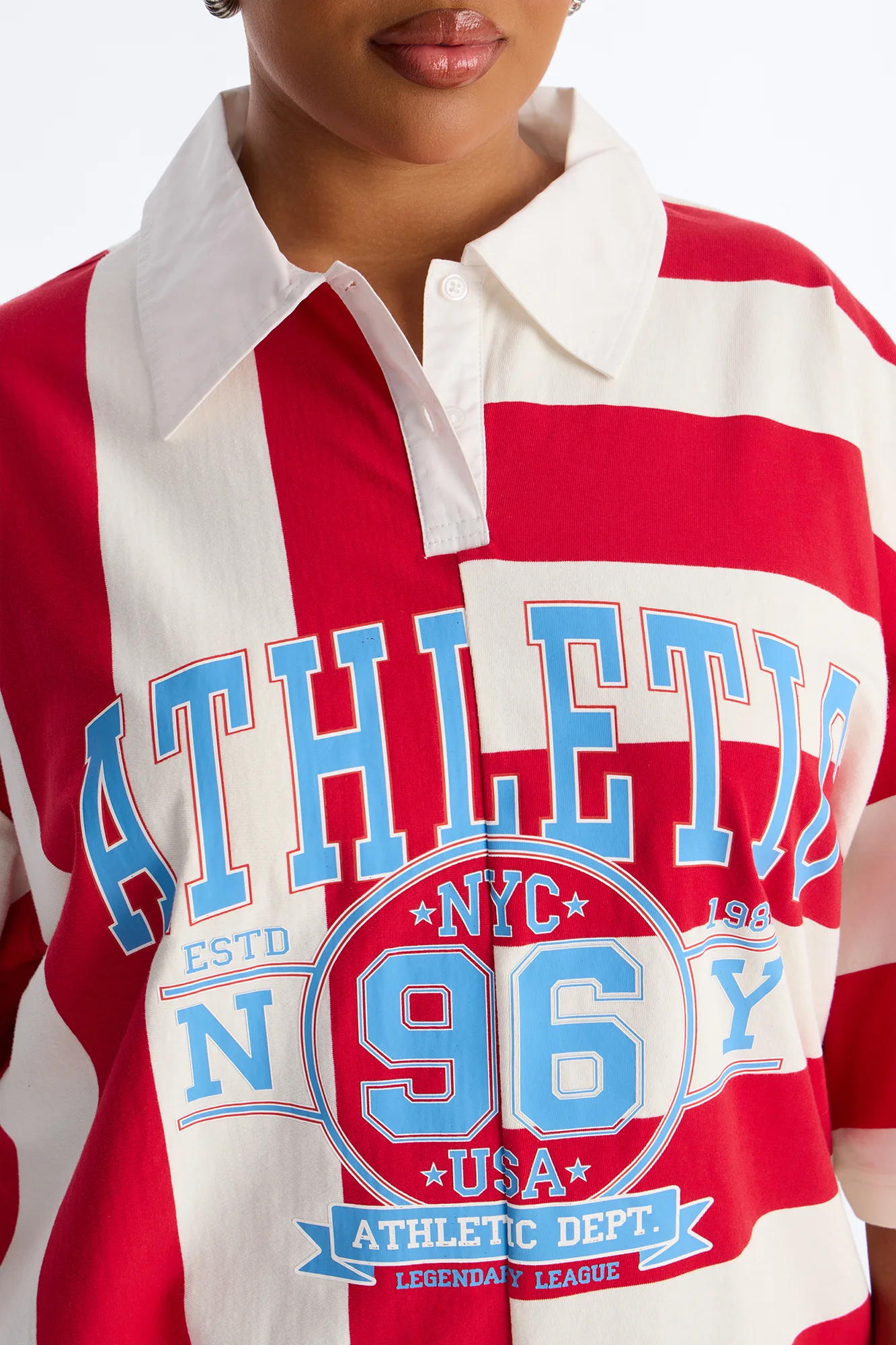 Athletic Oversized Polo - Red/White - Image 8