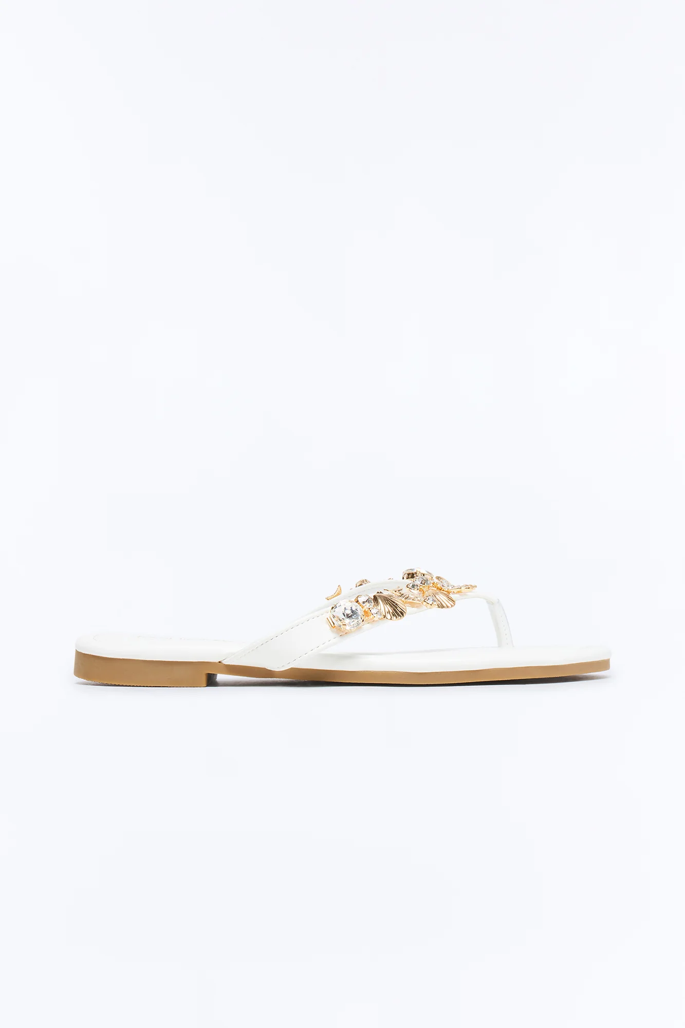 Attina Seashell Charm Flip Flops - White