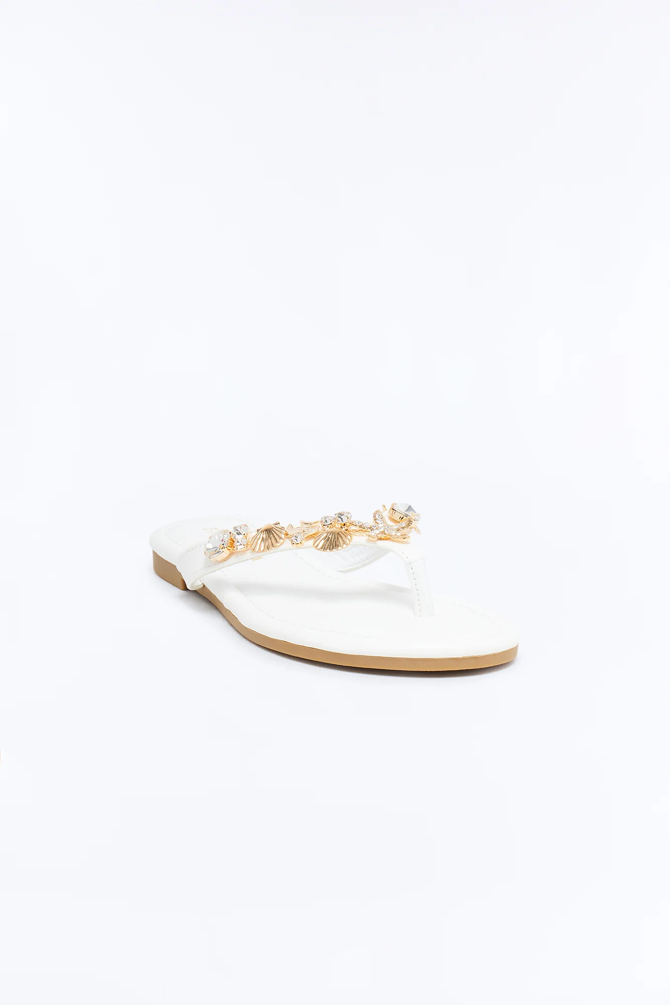 Attina Seashell Charm Flip Flops - White - Image 2
