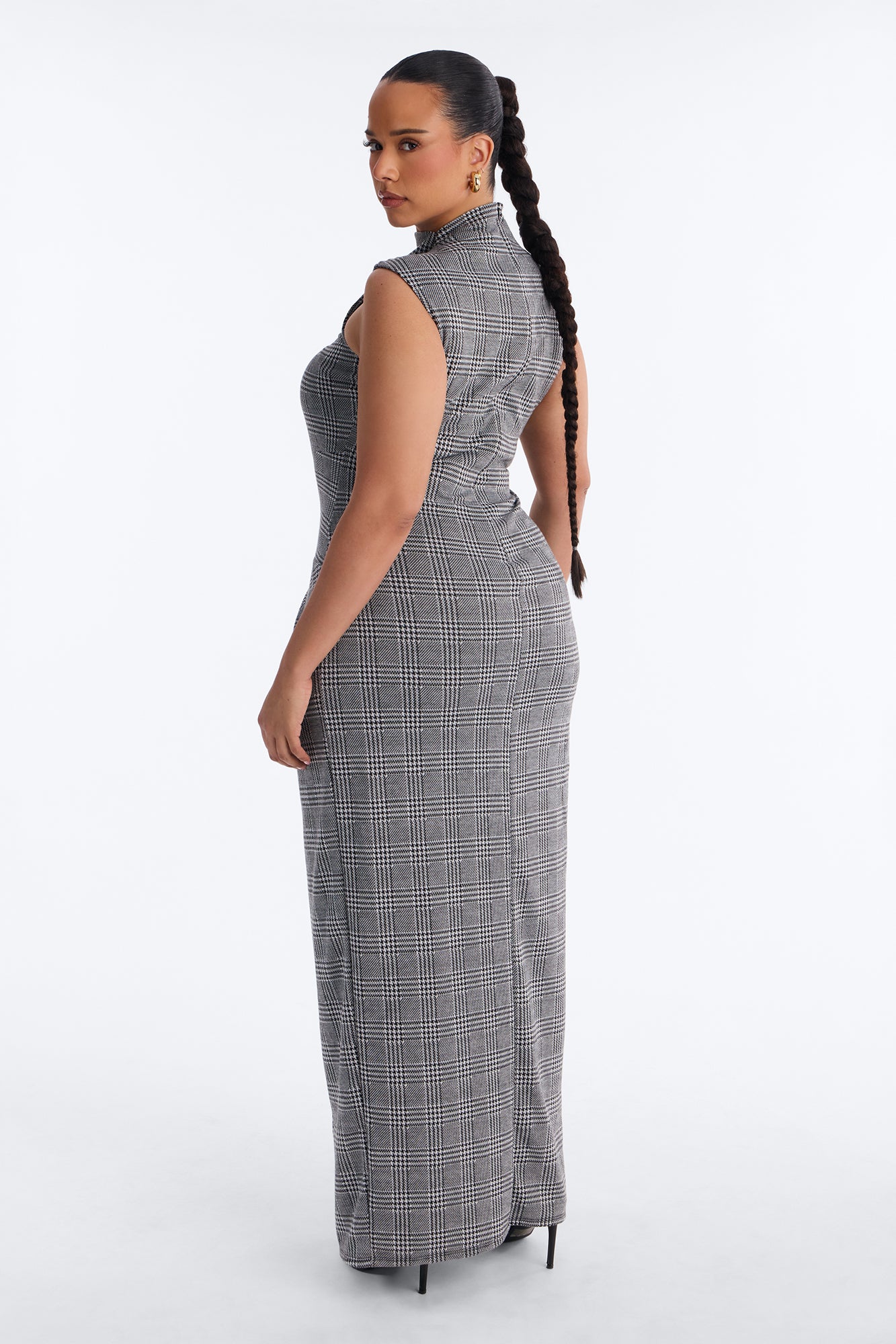 Aubree Houndstooth Maxi Dress - Black/White - Image 10