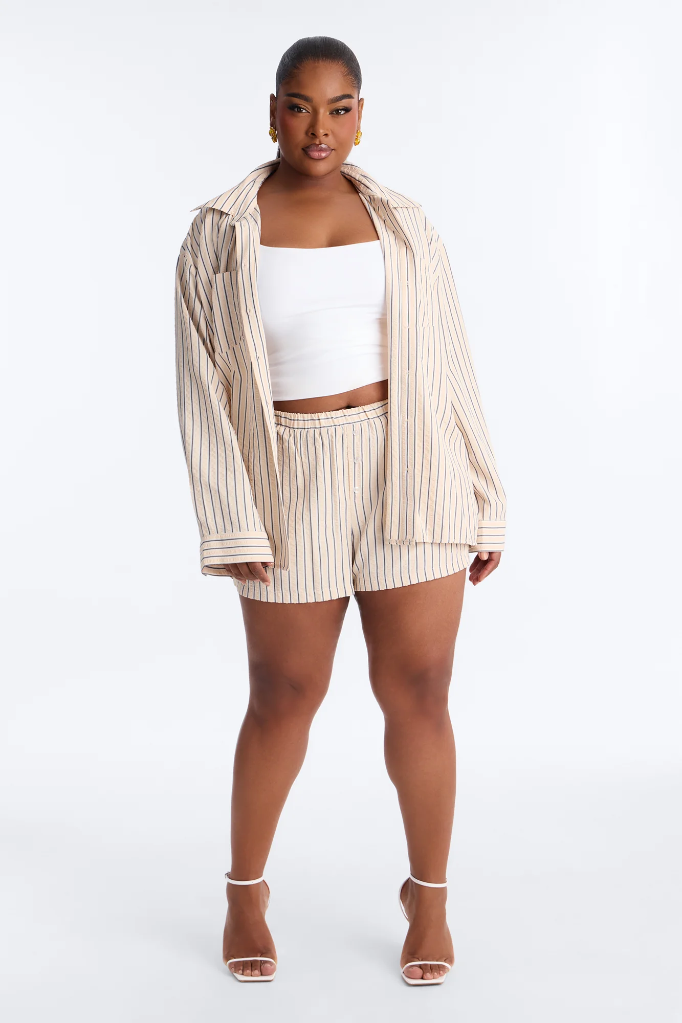 Aubrey Textured Striped Short Set - Yellow/combo - Image 7