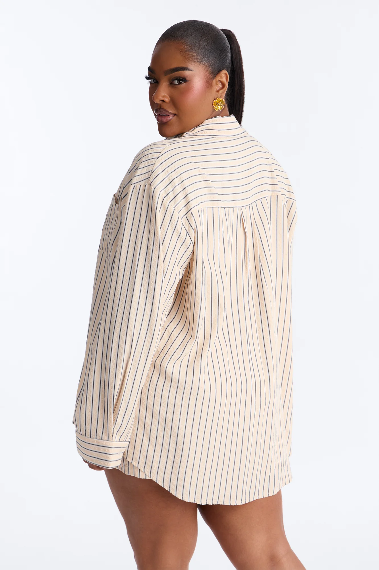 Aubrey Textured Striped Short Set - Yellow/combo - Image 8