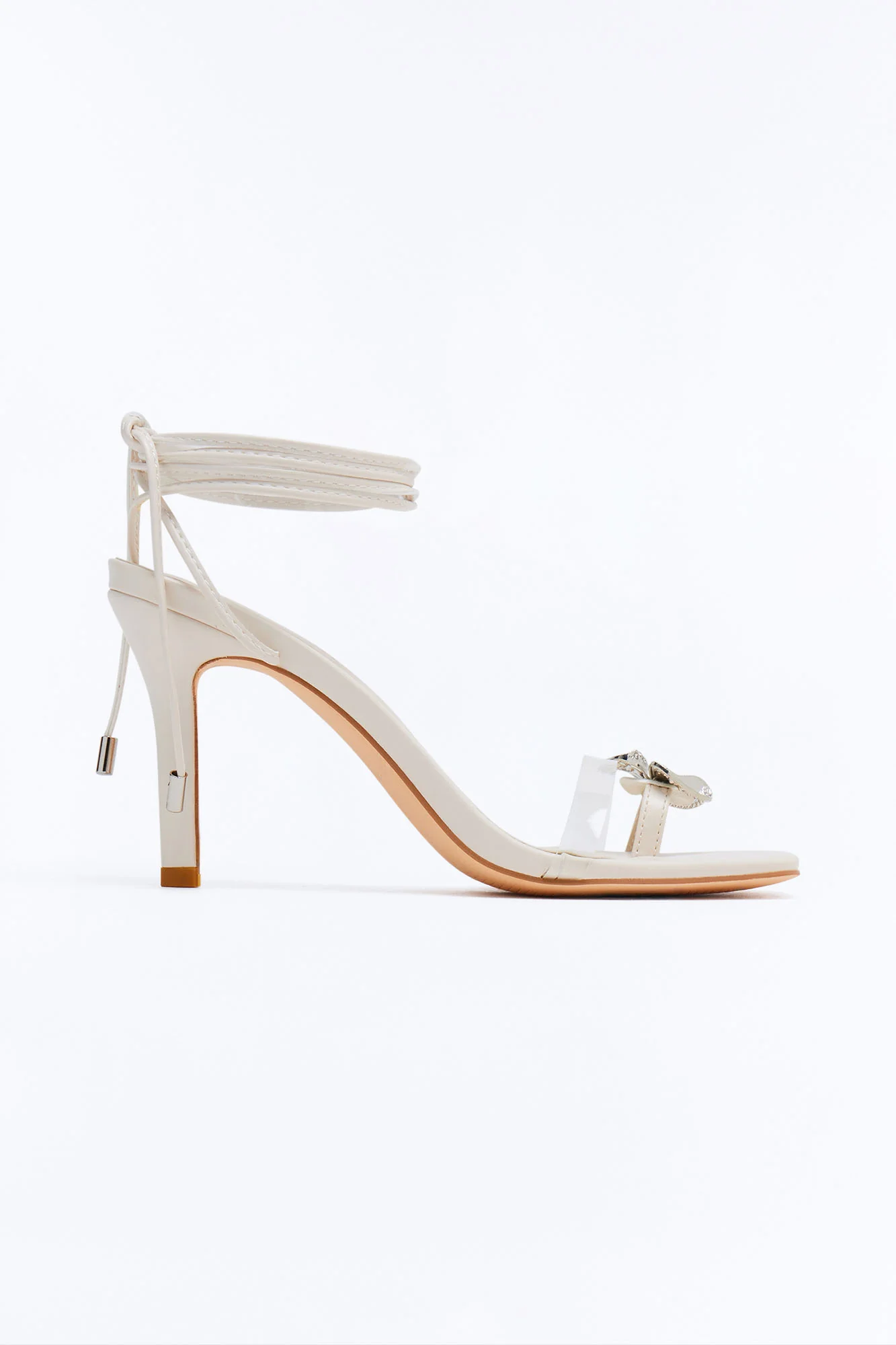 Aubury Hardware Toe Ring Wrap Up Heels - Ivory
