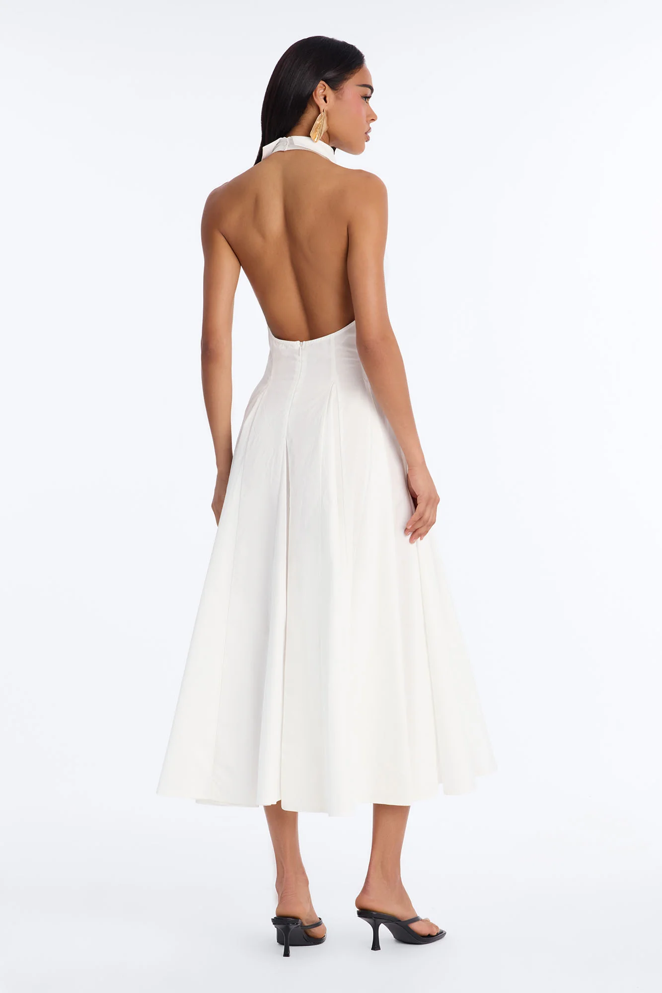 Audrey Collared Poplin Maxi Dress - White - Image 4