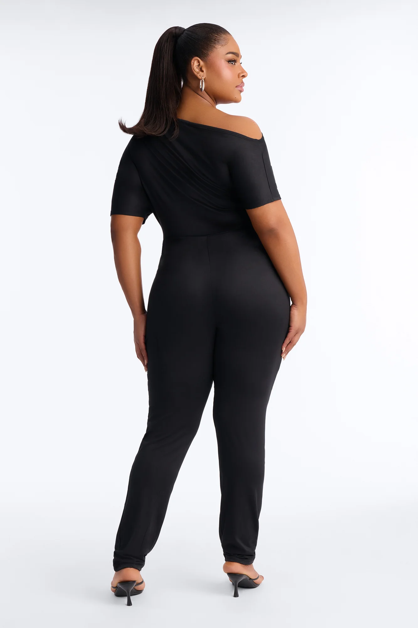 Auna One Shoulder Skinny Leg Jumpsuit - Black - Image 8