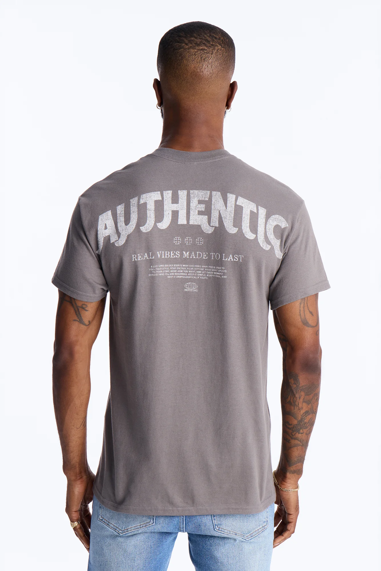Authentic Vibes Short Sleeve Tee - Charcoal