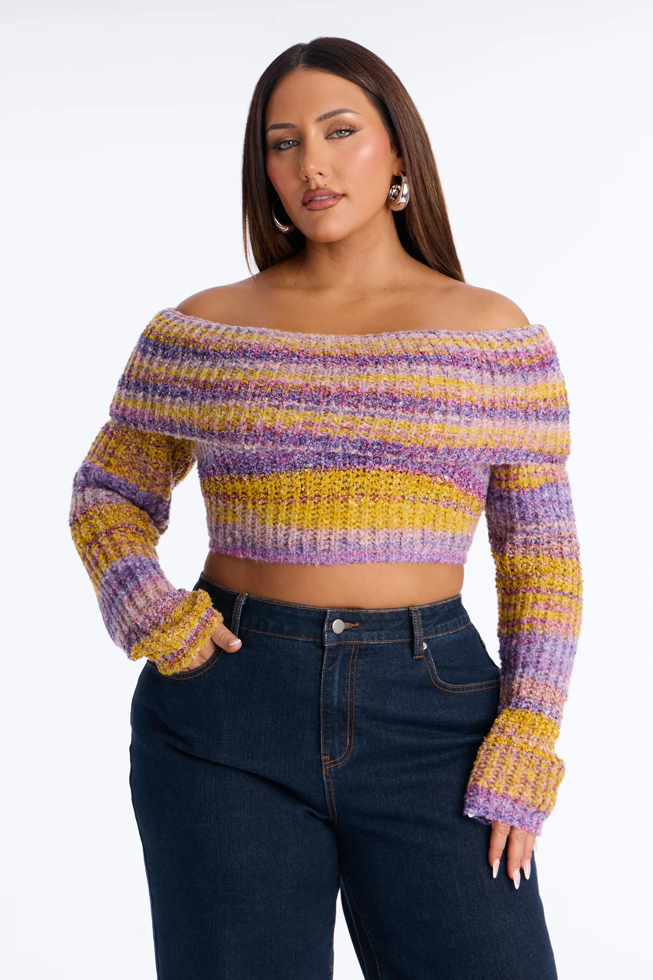 Autumn Leaves Off Shoulder Sweater - Butter Yellow - Image 5